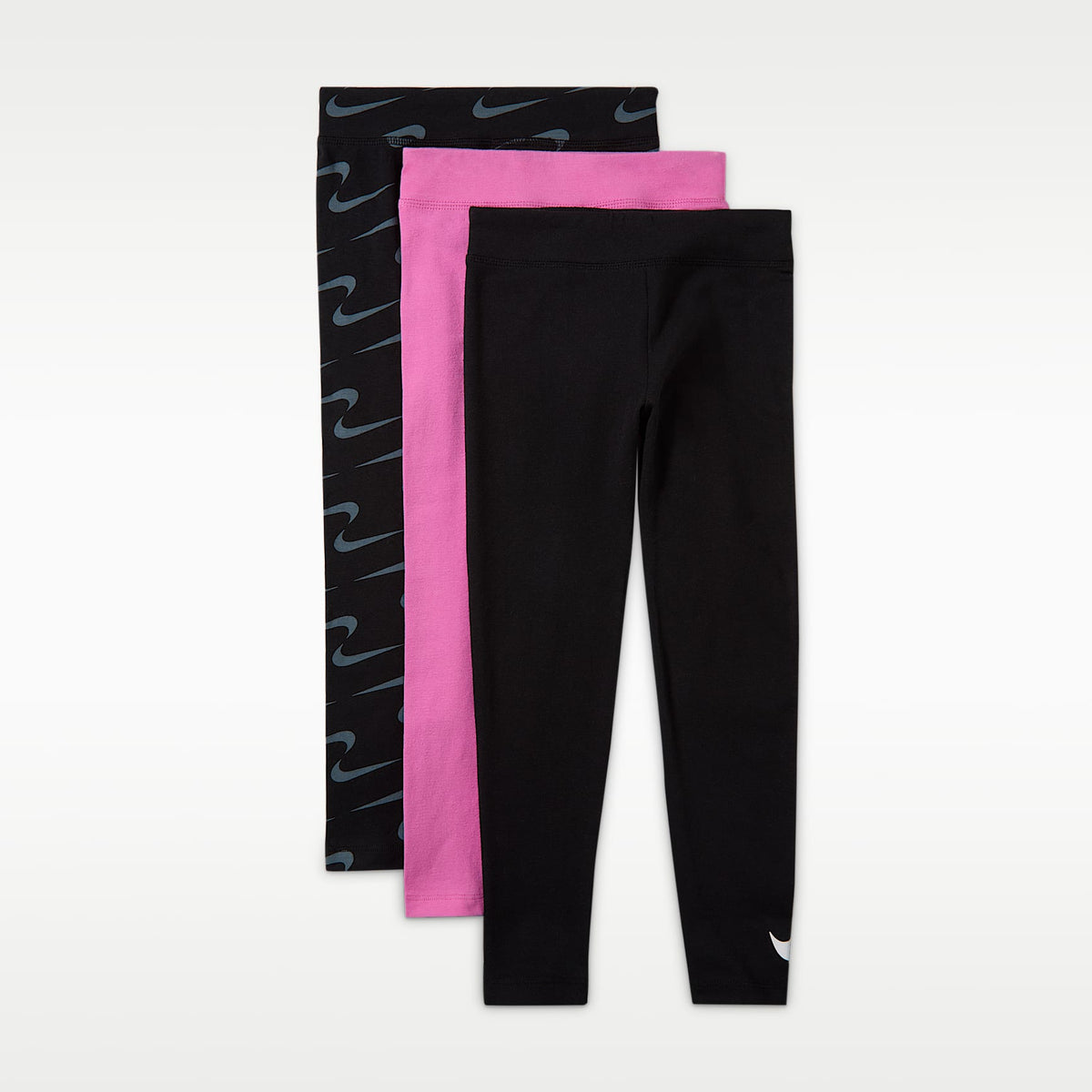 Leggings para niños talla pequeña (paquete de 3) Nike – Negro/Rosa alegre – vista 6