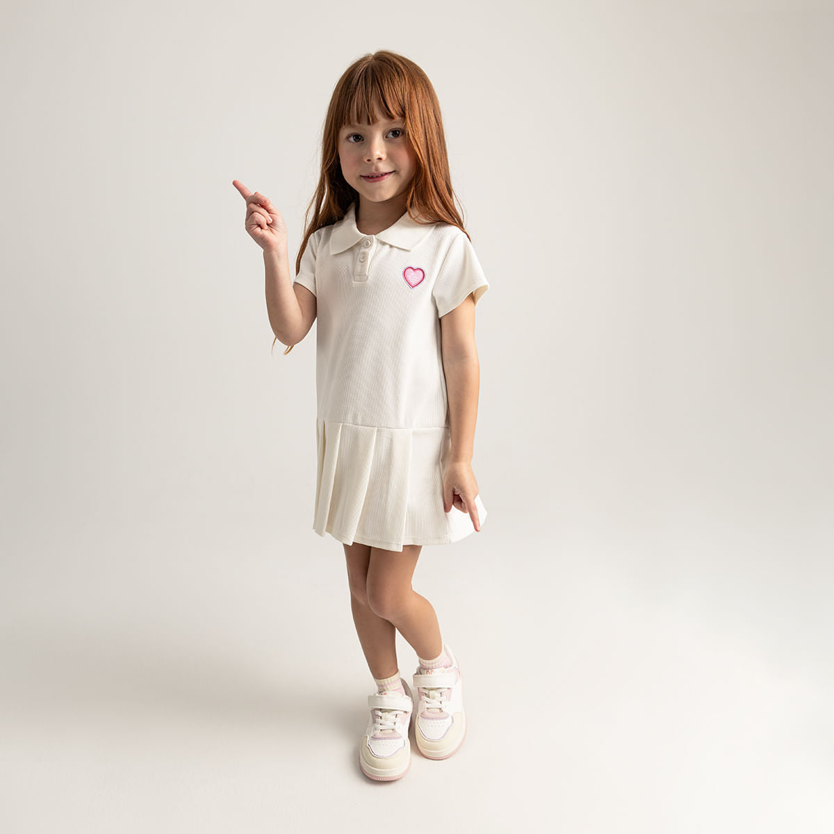 Vestido OFFCORSS Manga Corta Cuello Polo para Niña