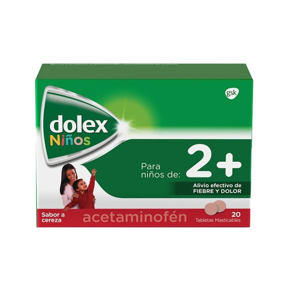 Dolex Niños 2+ Tabletas Masticables Sabor a Cereza 100Mg Caja X 20 descripcion y caracteristicas