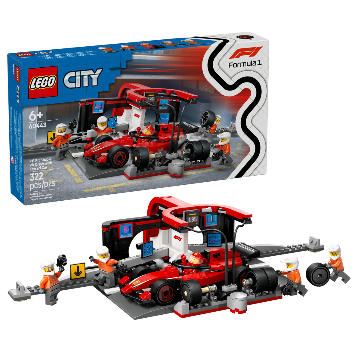 LEGO City Parada en Boxes de F1 y Equipo con Auto Ferrari 60443