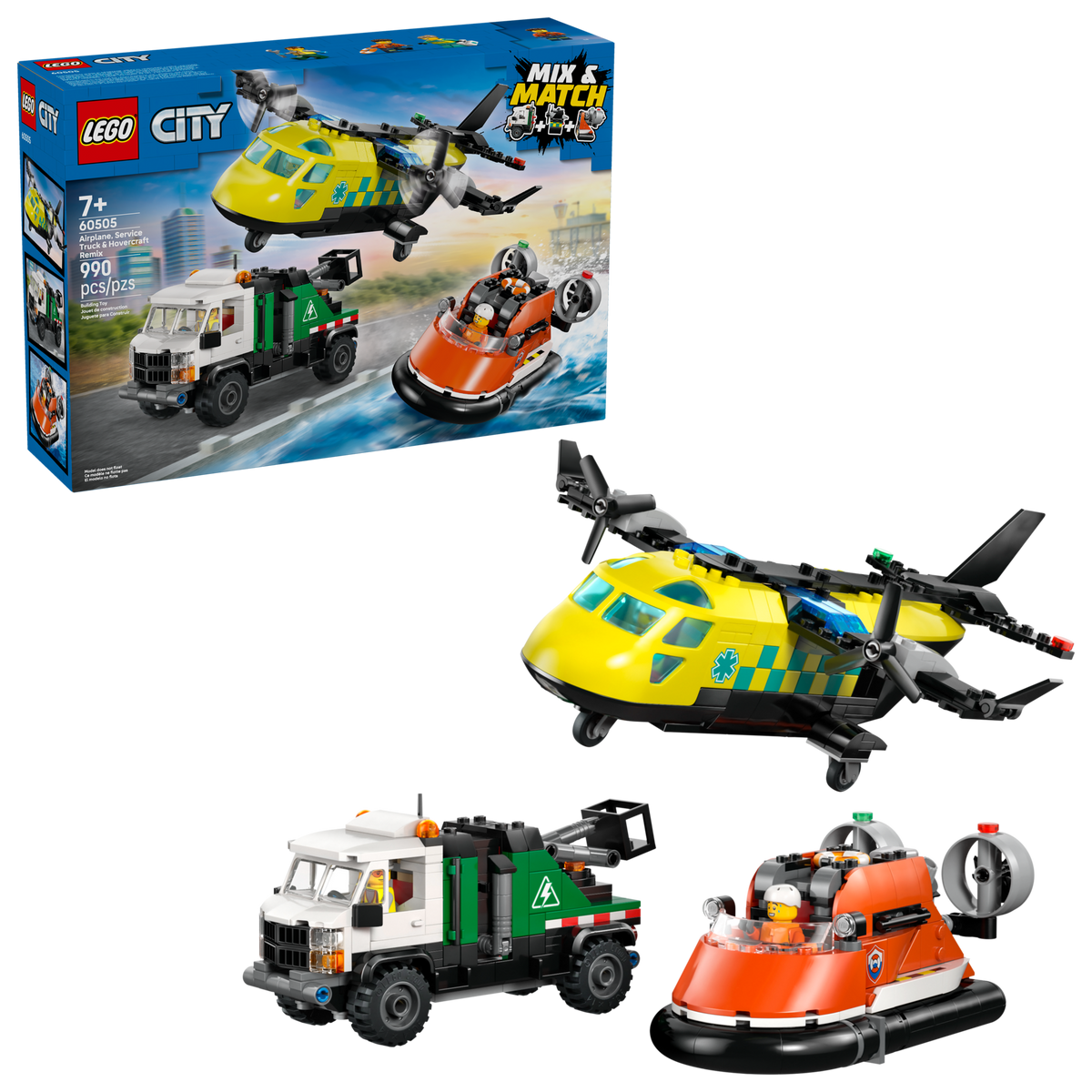 LEGO City Airplane Service Truck & Hovercraft Remix 60505