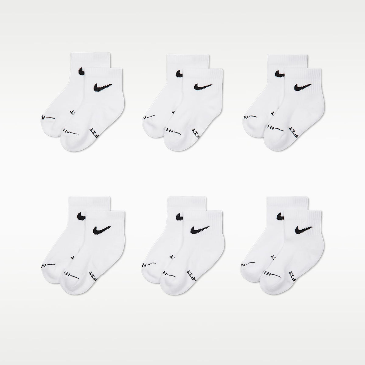Calcetines al tobillo Dri-FIT Elevated Everyday para niños (6 pares) Nike – Blanco – vista 2