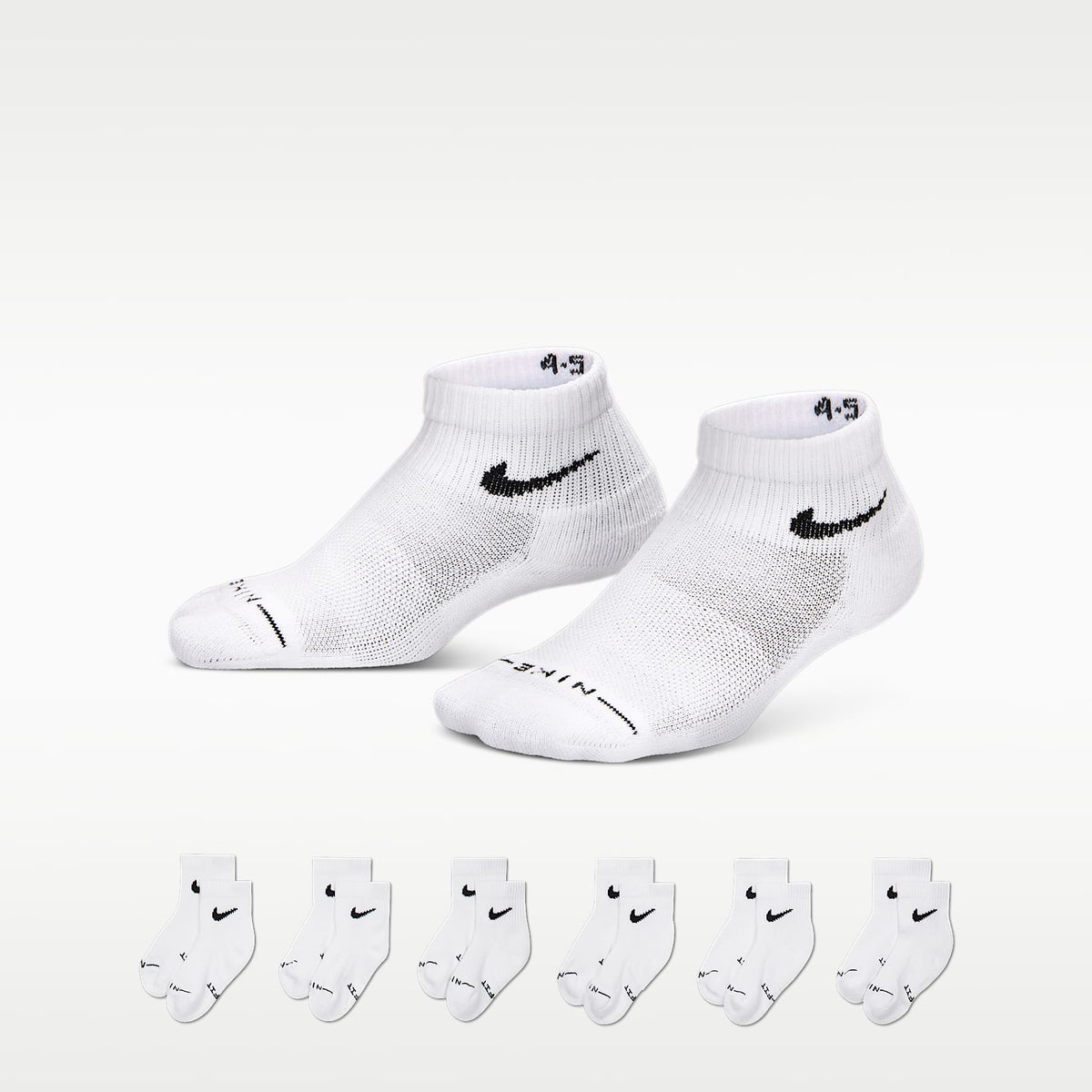 Calcetines al tobillo Dri-FIT Elevated Everyday para niños (6 pares) Nike – Blanco – vista 1