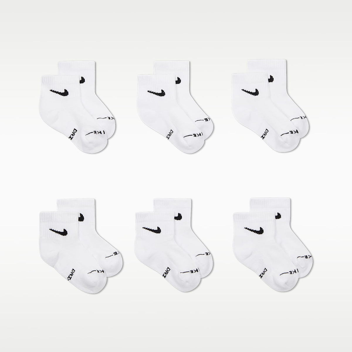 Calcetines al tobillo Dri-FIT Elevated Everyday para niños (6 pares) Nike – Blanco – vista 3