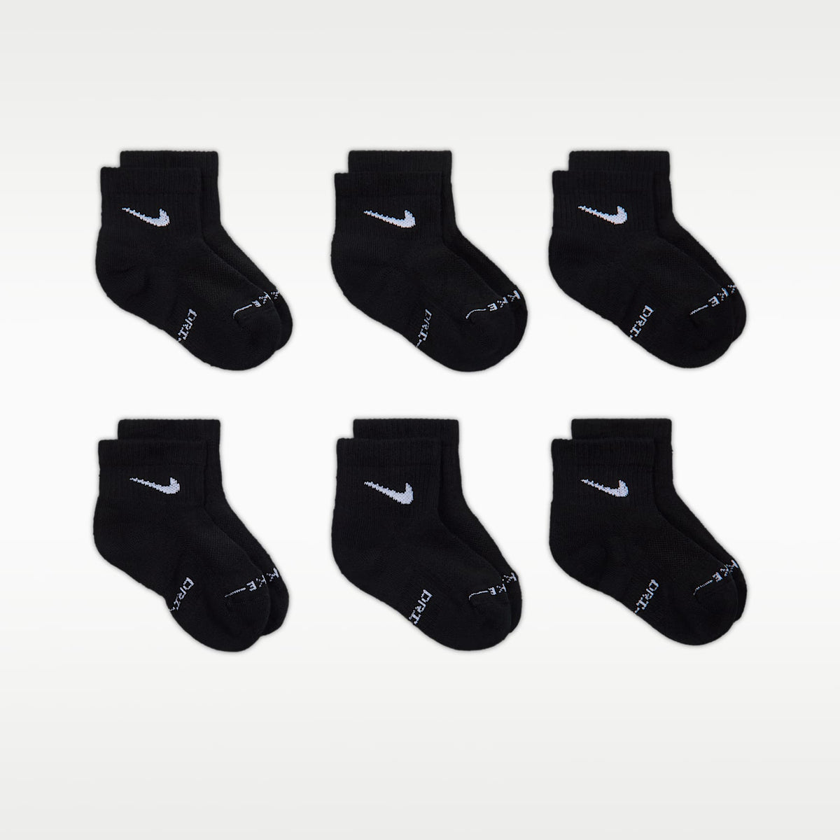 Calcetines al tobillo Dri-FIT Elevated Everyday para niños (6 pares) Nike – Negro/Blanco – vista 3