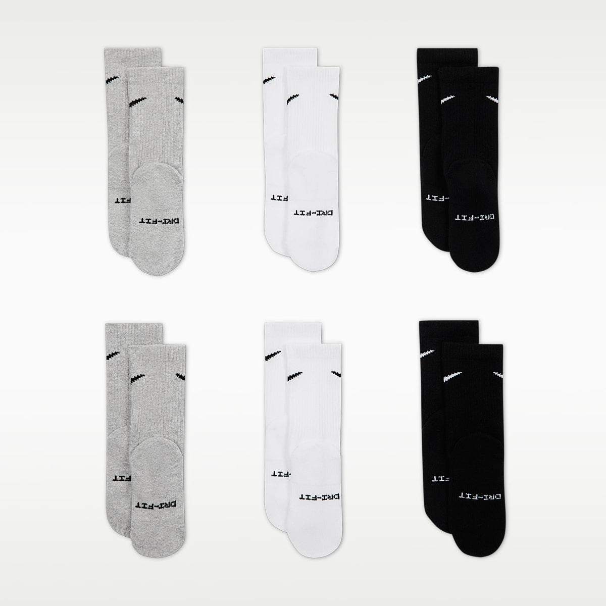 Calcetas Dri-FIT Elevated Everyday para niños (6 pares) Nike – Gris oscuro jaspeado – vista 3