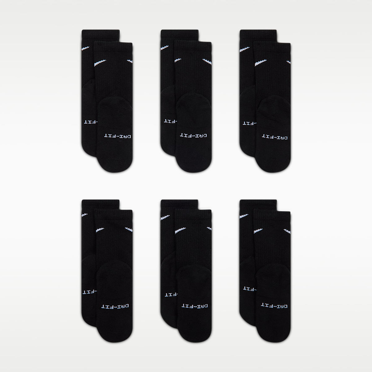 Calcetas Dri-FIT Elevated Everyday para niños (6 pares) Nike – Negro/Blanco – vista 3