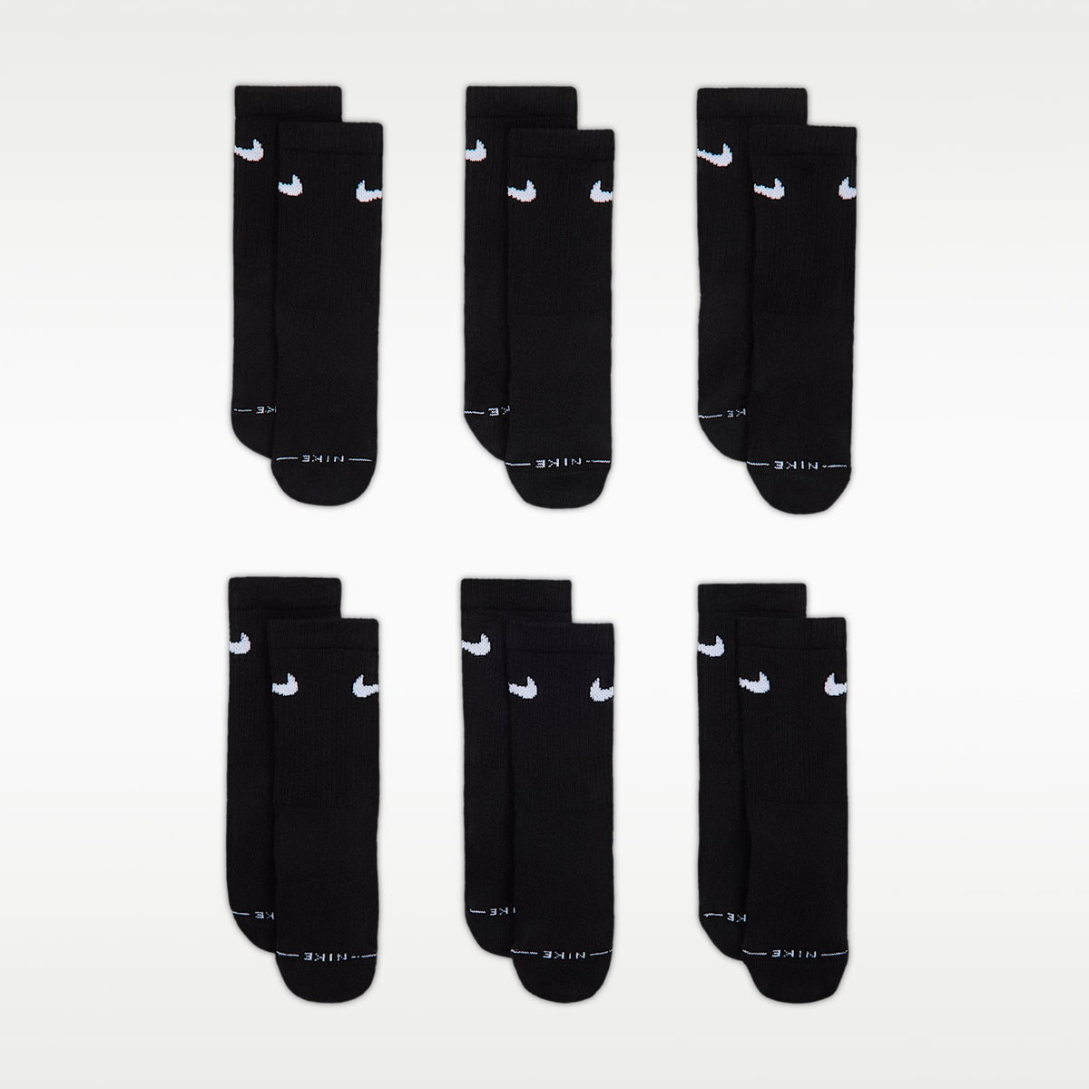 Calcetas Dri-FIT Elevated Everyday para niños (6 pares) Nike – Negro/Blanco – vista 2
