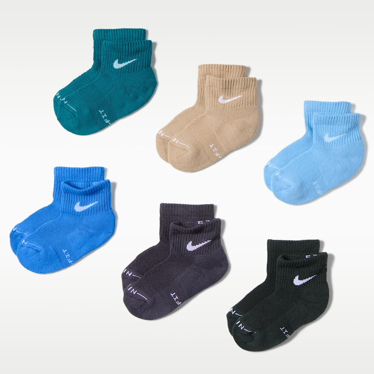 Calcetines bajos Dri-FIT Elevated Everyday para niños (6 pares) Nike – Abeto brillante – vista 1