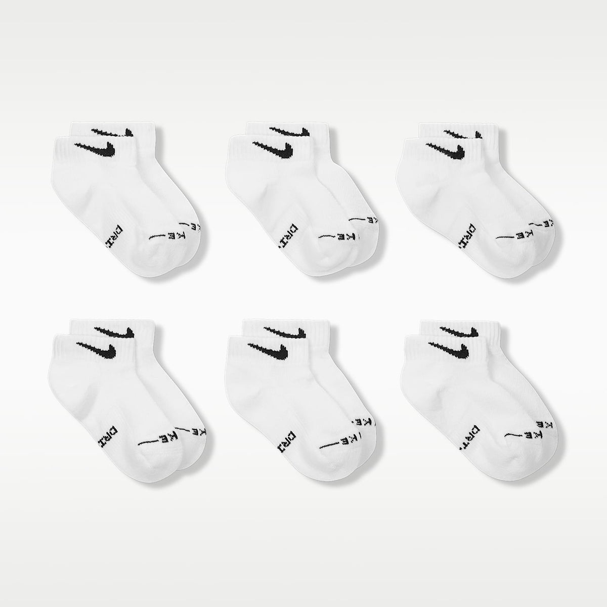 Calcetines bajos Dri-FIT Elevated Everyday para niños (6 pares) Nike – Blanco – vista 3