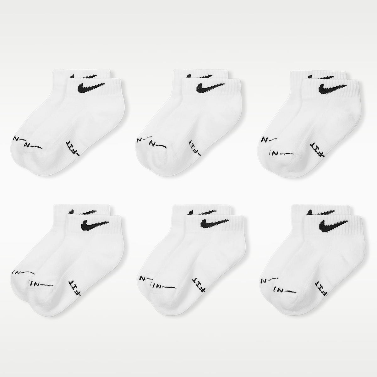 Calcetines bajos Dri-FIT Elevated Everyday para niños (6 pares) Nike – Blanco – vista 2