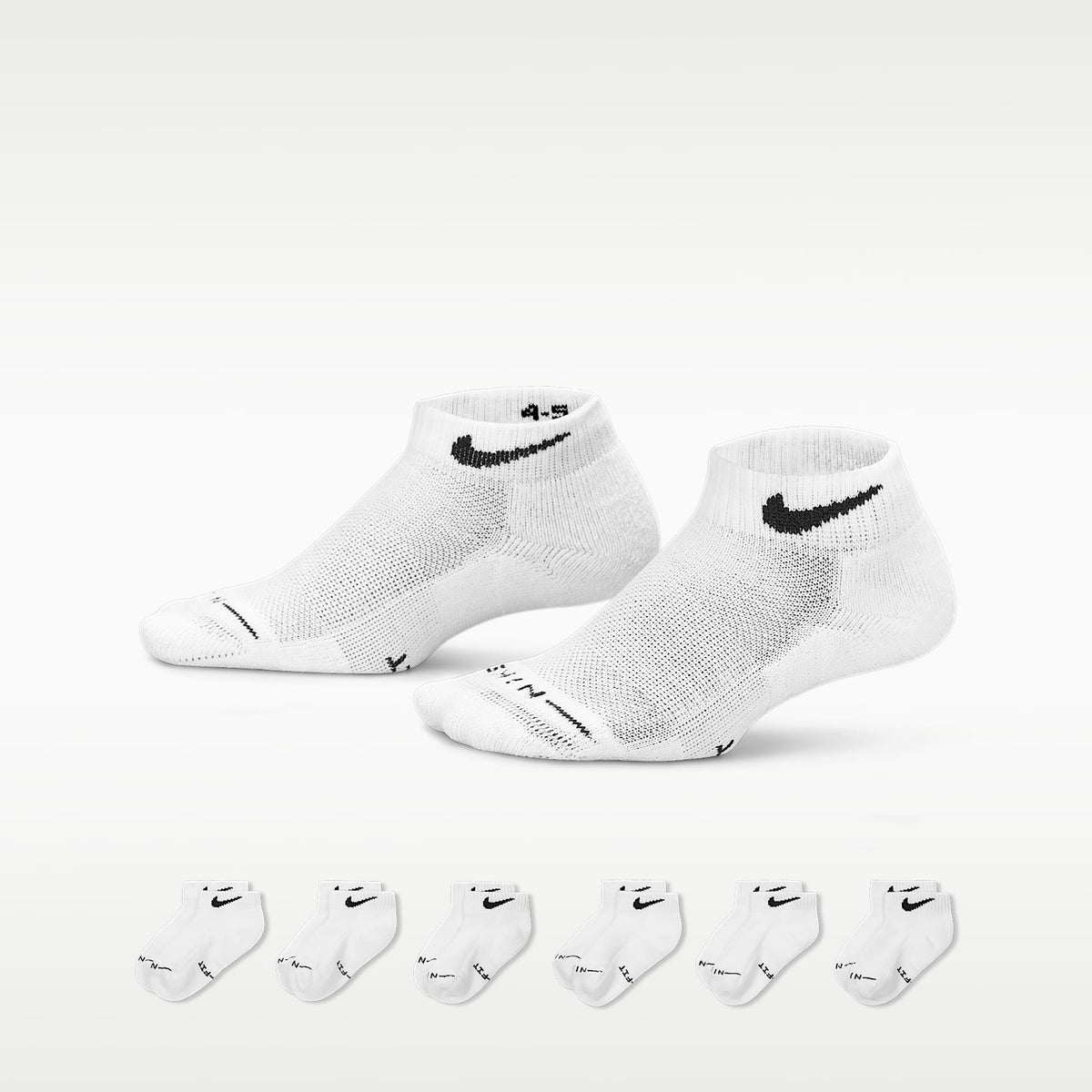 Calcetines bajos Dri-FIT Elevated Everyday para niños (6 pares) Nike – Blanco – vista 1