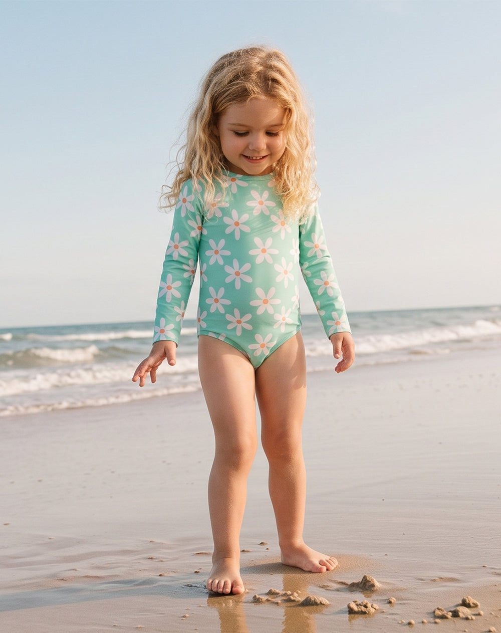Vestido de Baño Babyfresh Manga Larga Protección UV Estampado para Niña