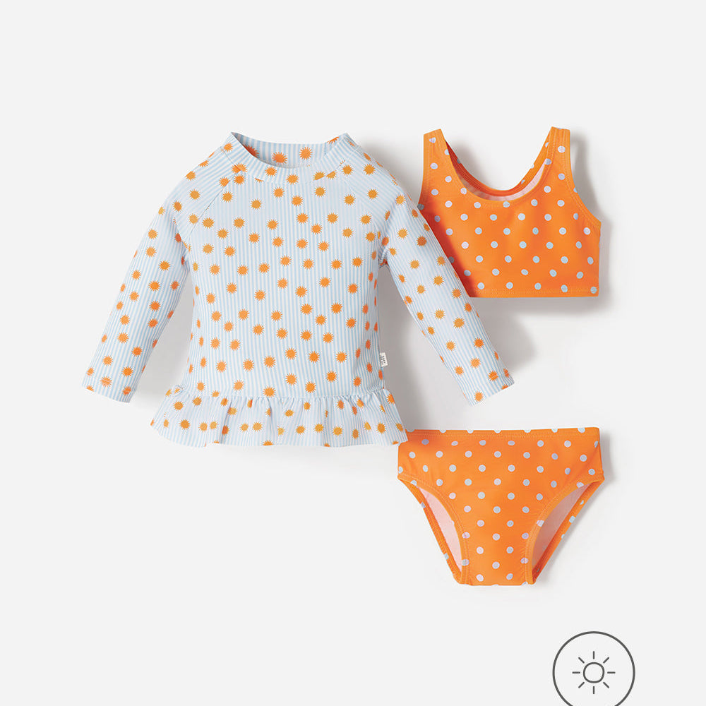 Vestido de Baño Babyfresh 3 Piezas Protección UV Estampado Bebé Niña