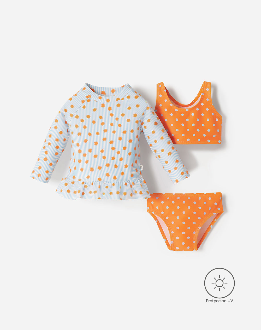 Vestido de Baño Babyfresh 3 Piezas Protección UV Estampado Bebé Niña