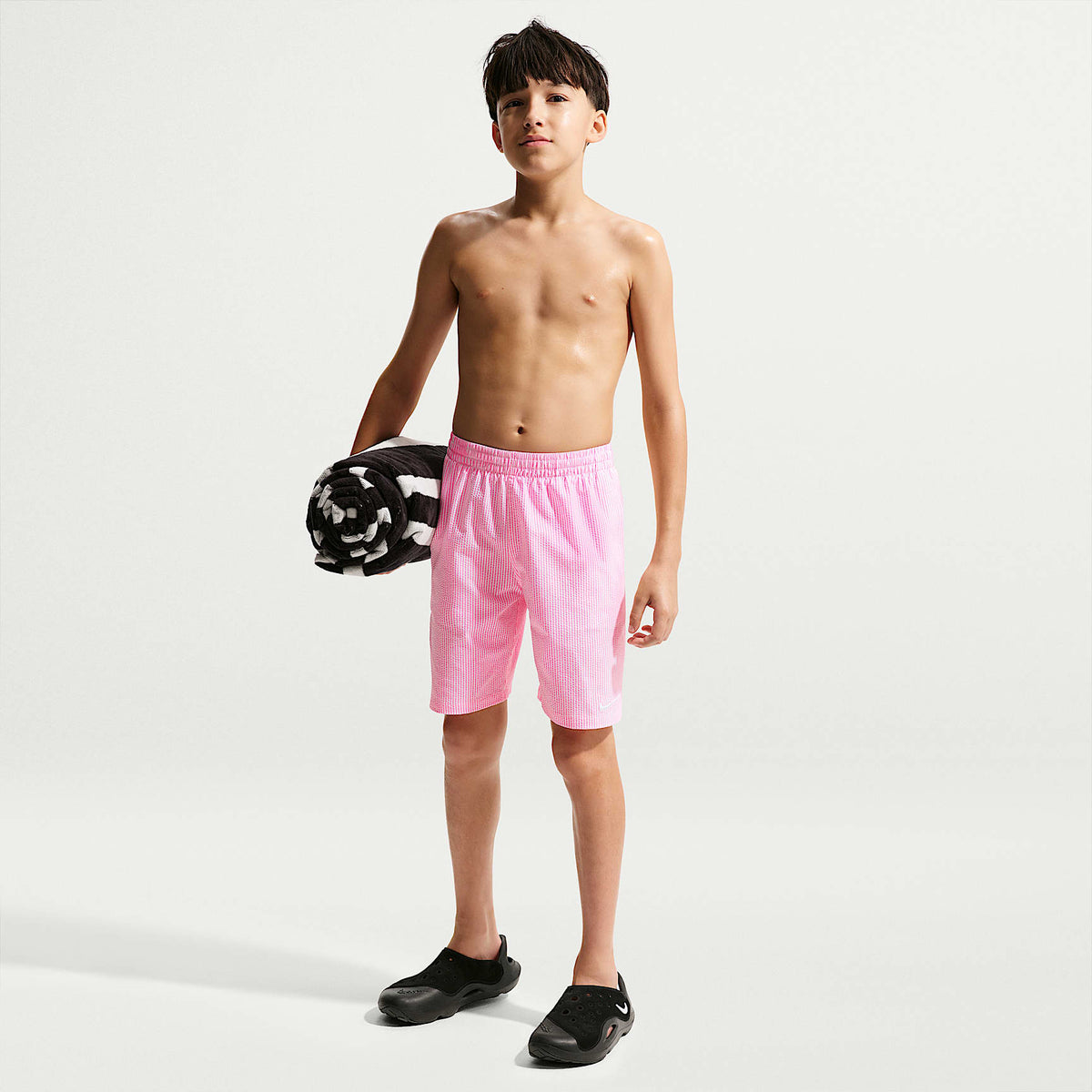 Shorts de playa o alberca con forro de ropa interior de 18 cm y textura ondulada para niño talla grande Nike Swim Breaker – Rosa resplandor – vista 1