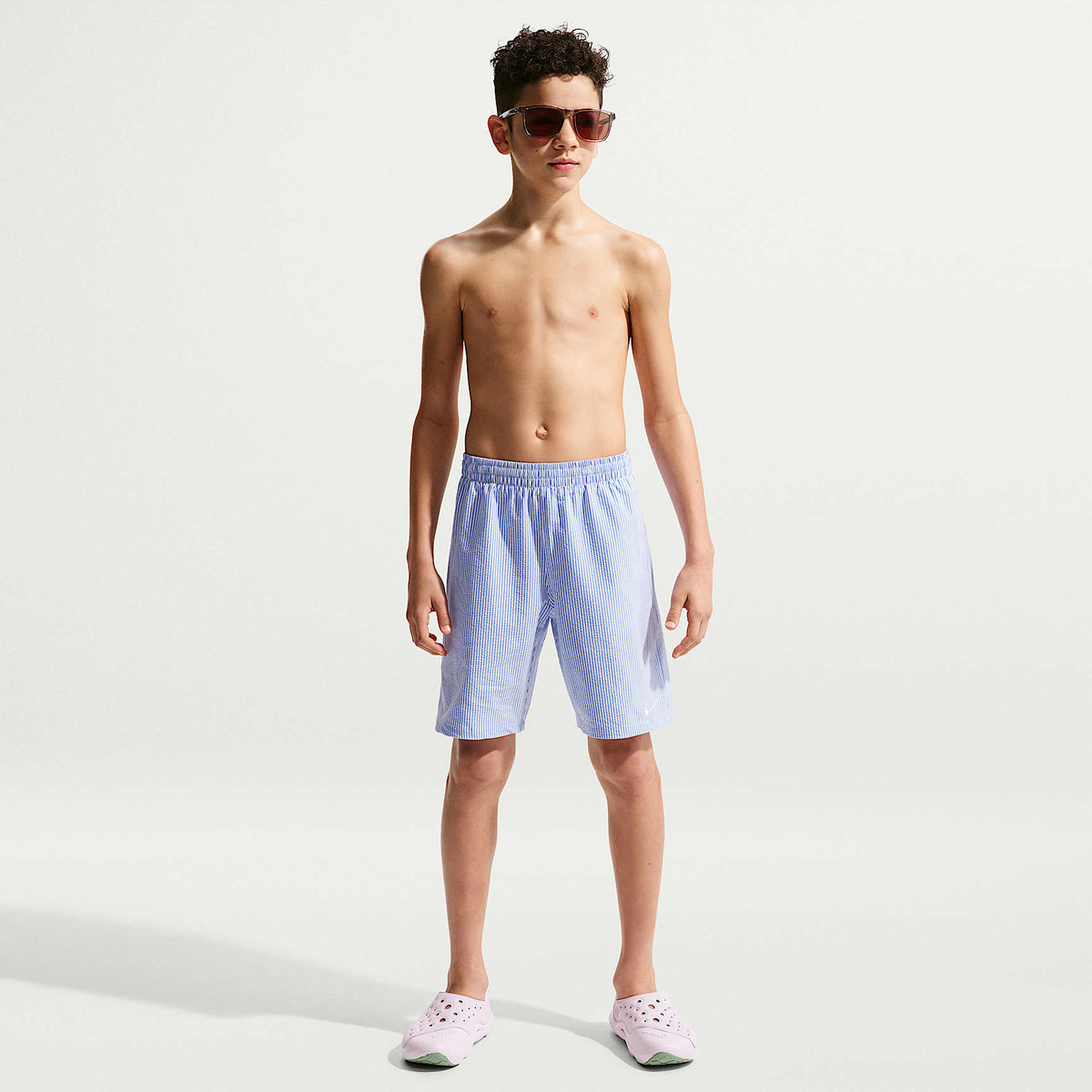 Shorts de playa o alberca con forro de ropa interior de 18 cm y textura ondulada para niño talla grande Nike Swim Breaker – Azul cristal – vista 1