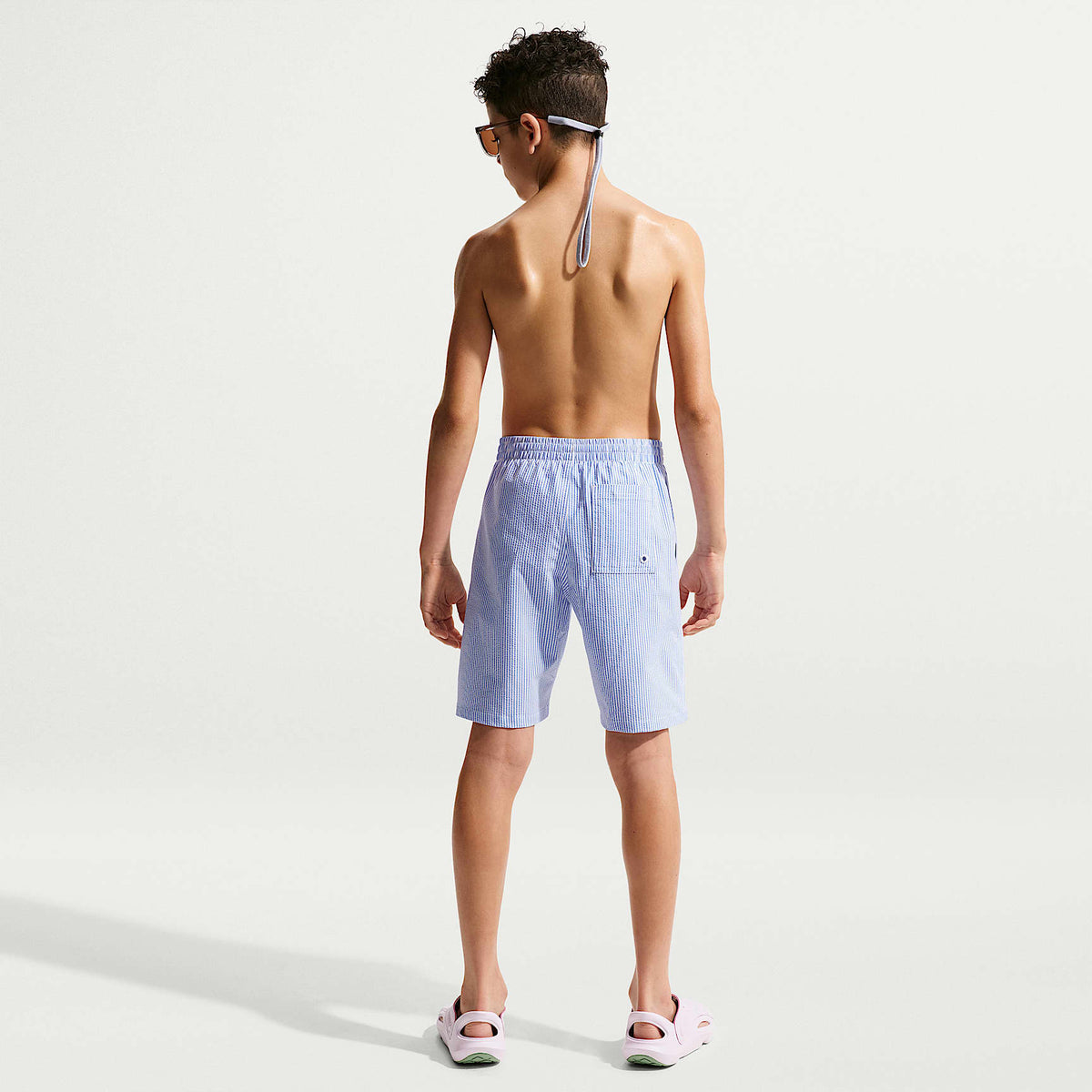 Shorts de playa o alberca con forro de ropa interior de 18 cm y textura ondulada para niño talla grande Nike Swim Breaker – Azul cristal – vista 5