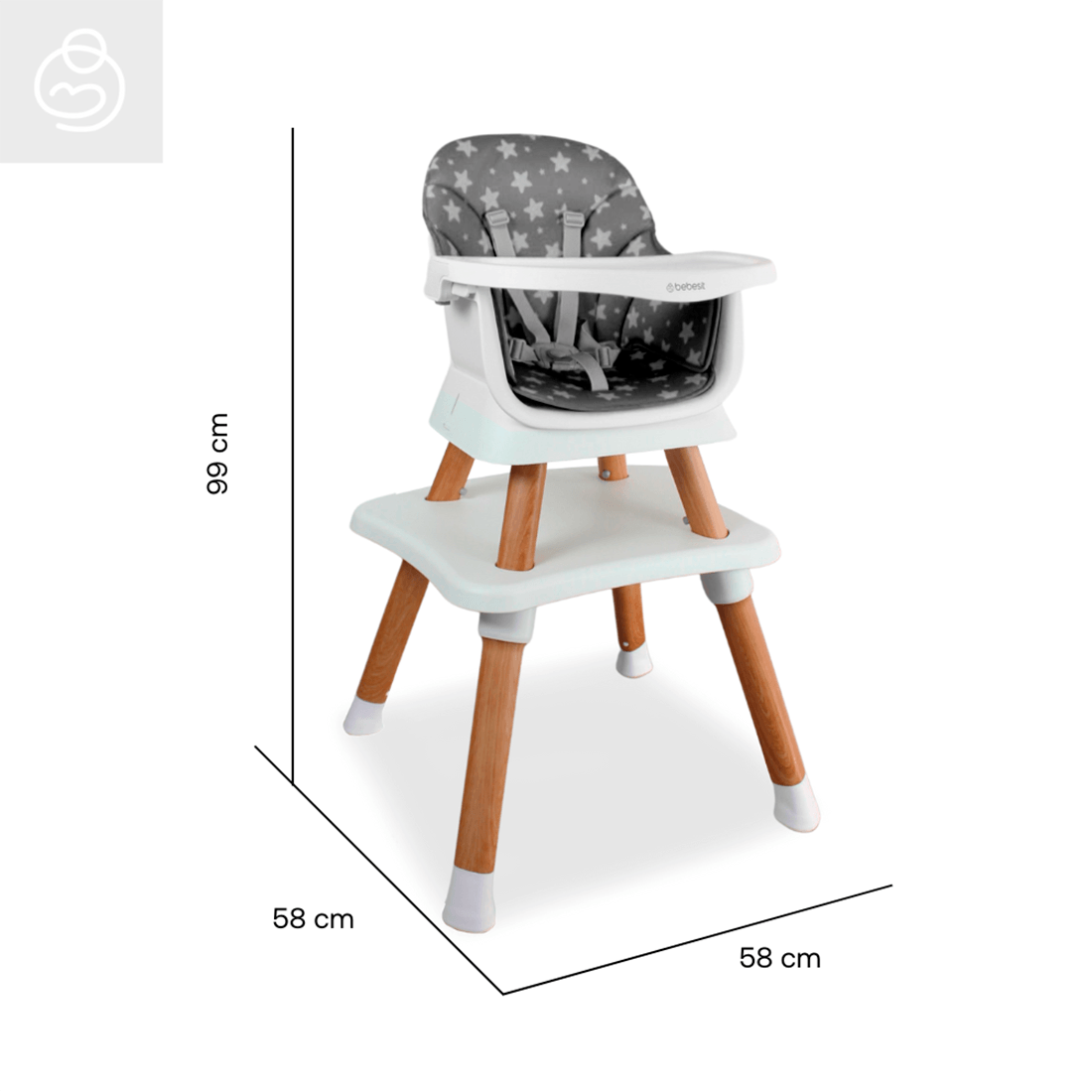 Silla Comedor para Bebé Baby Elite Dinner 5 en 1 Gris - Bebesit