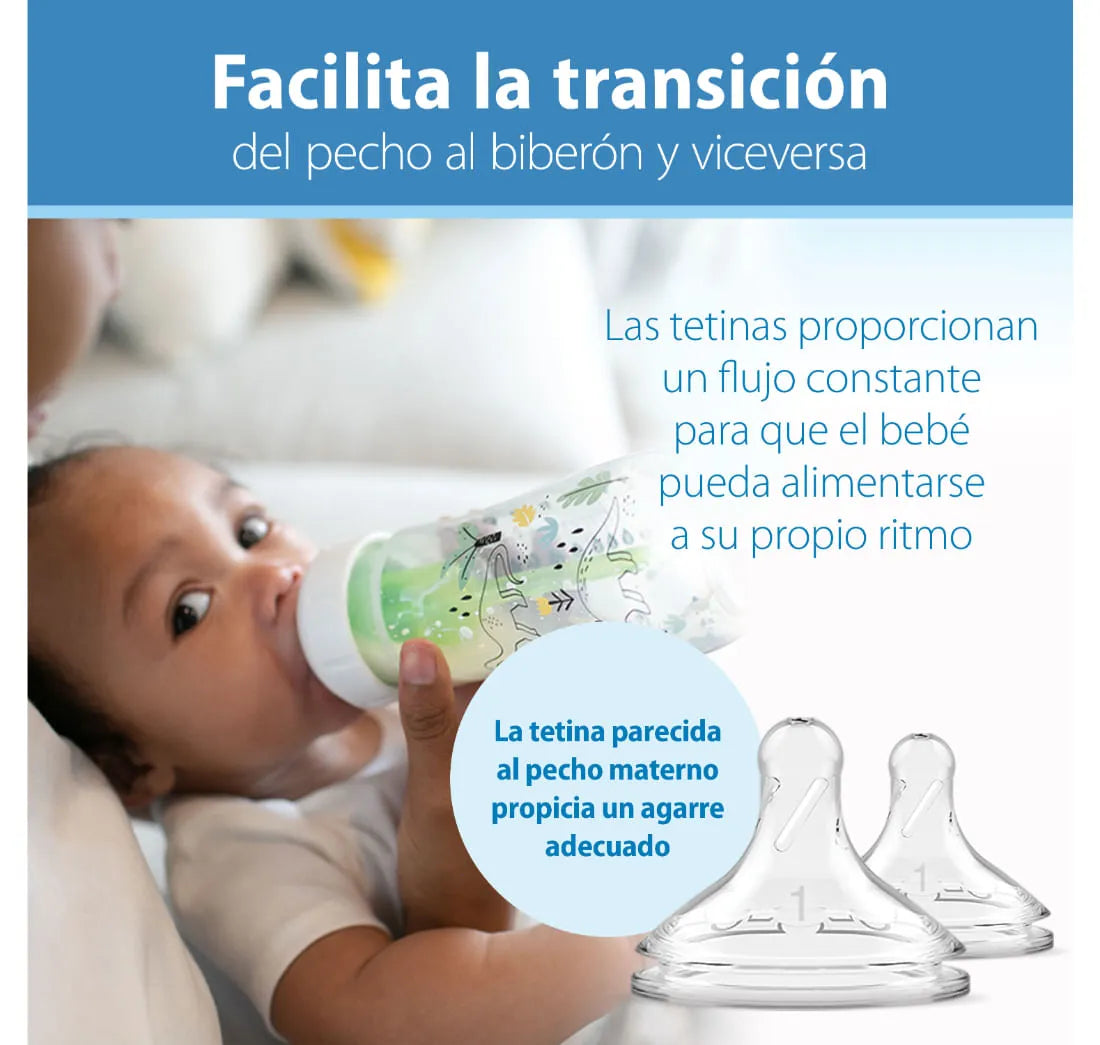 Set 2 Teteros Dr. Brown's Option+ BA 9oz decorado Dinosaurios