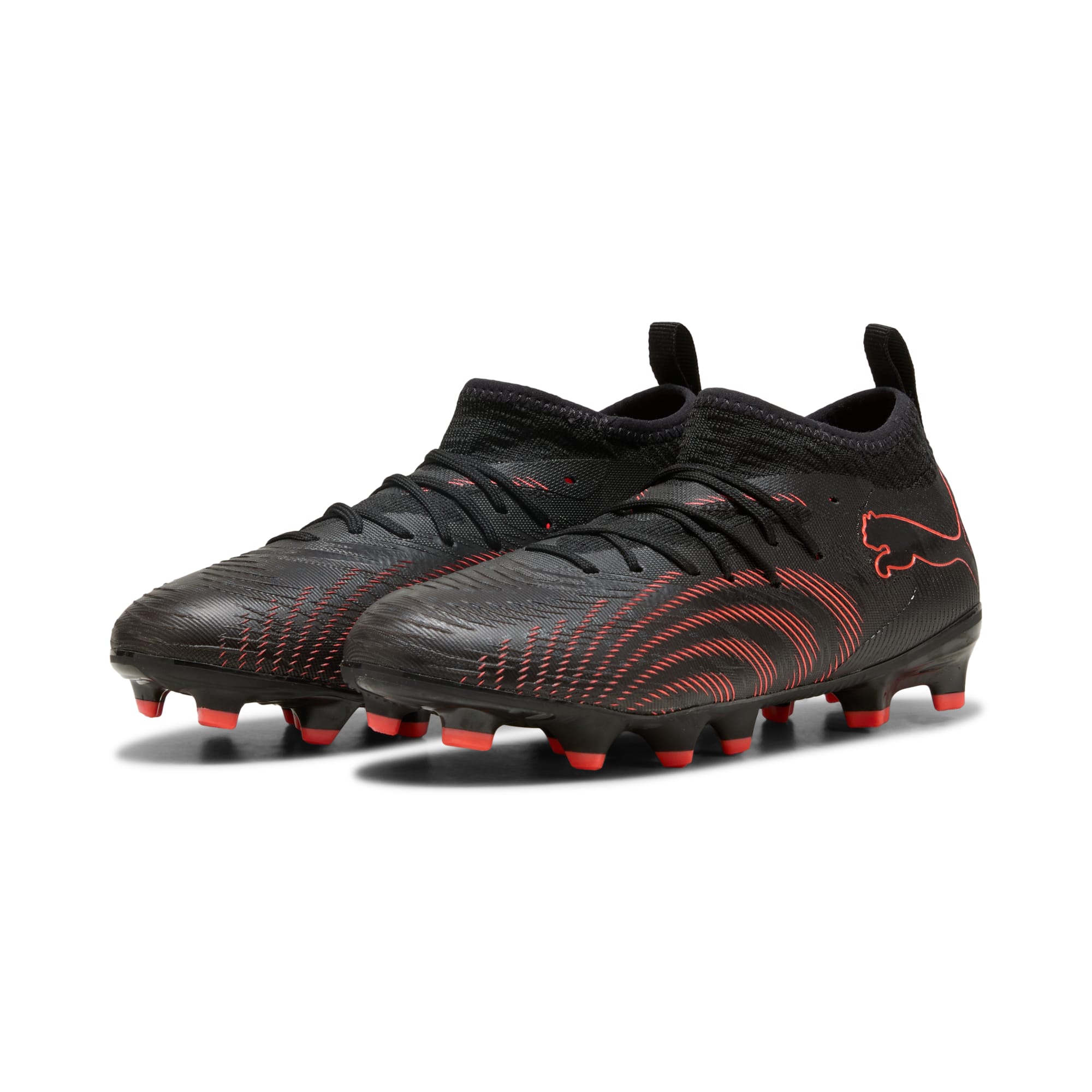 4 Colores, FUTURE 9 MATCH FG/AG Football Shoes Youth – PUMA Black-Glowing Red-Strong Gray – vista 2
