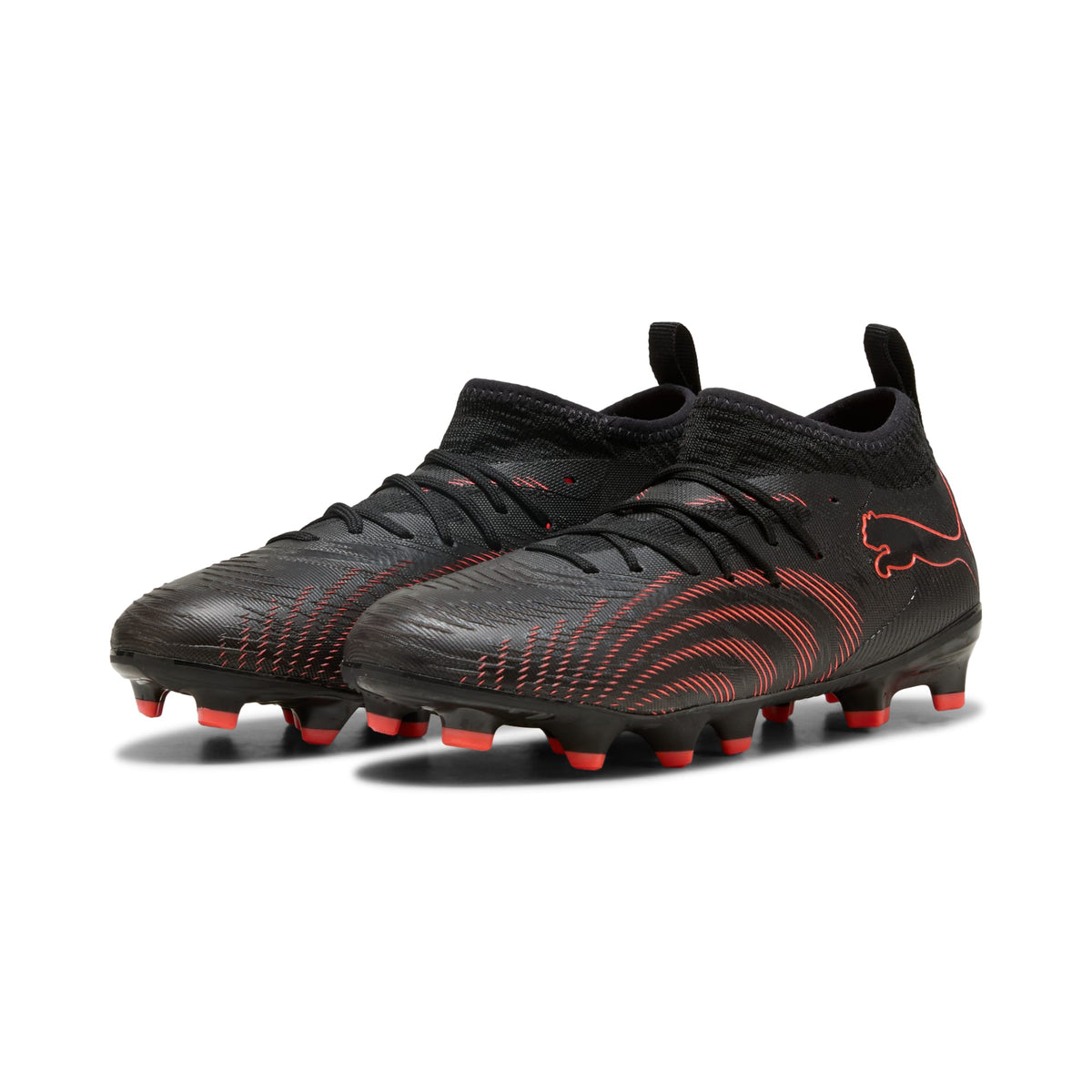 4 Colores, FUTURE 9 MATCH FG/AG Football Shoes Youth – PUMA Black-Glowing Red-Strong Gray – vista 2