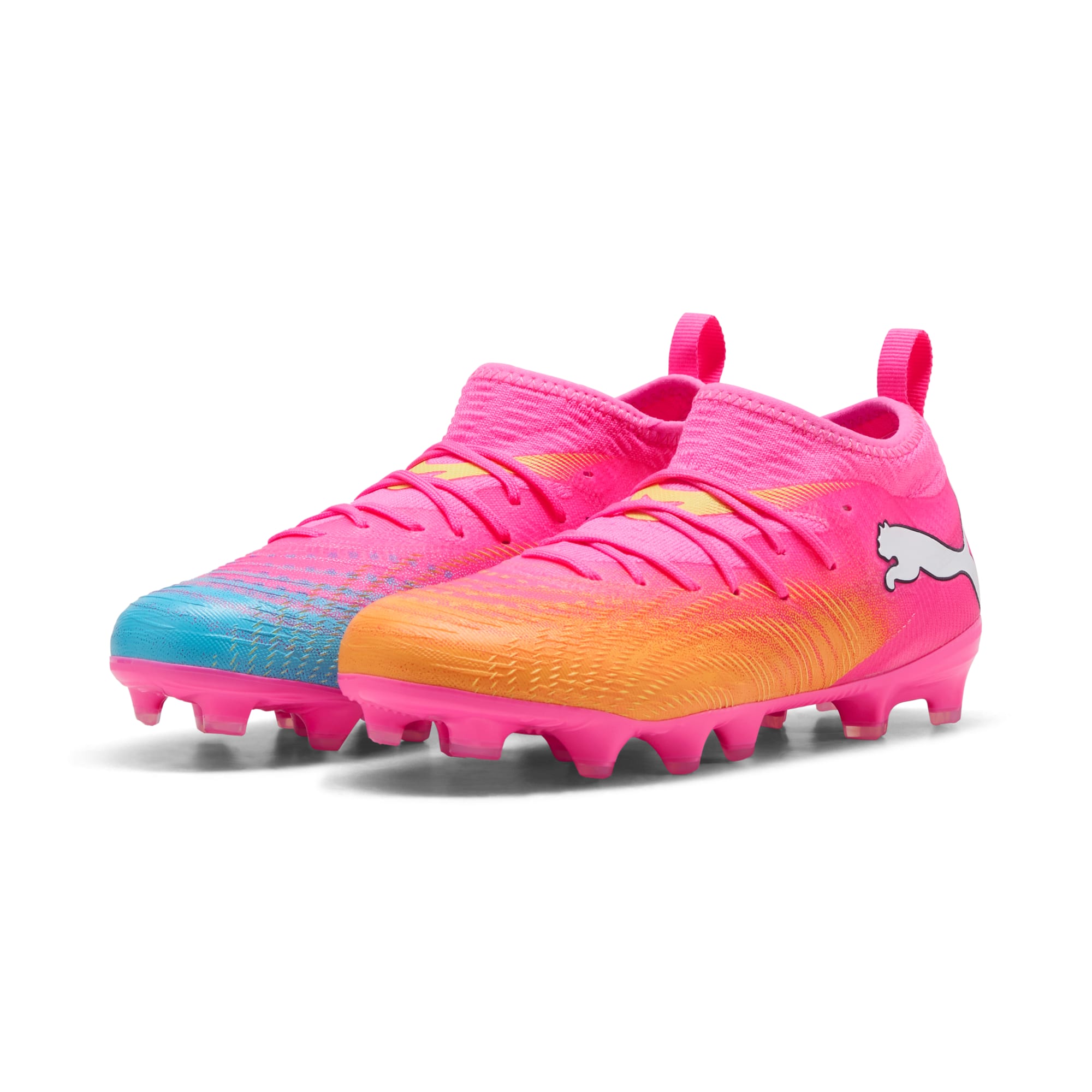 4 Colores, FUTURE 9 MATCH FG/AG Football Shoes Youth – Poison Pink-Sun Stream-Bright Aqua-PUMA White – vista 1