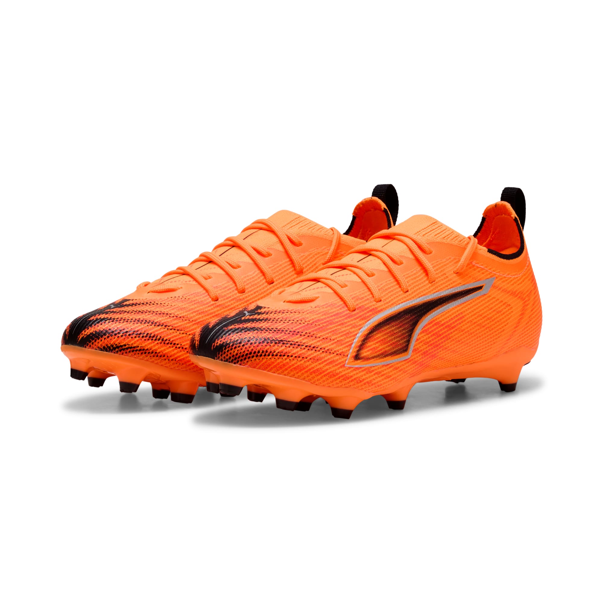 2 Colores, Tacos de futbol juveniles ULTRA 6 PRO FG/AG Jr – Heat Fire-PUMA Black-Glowing Red – vista 2