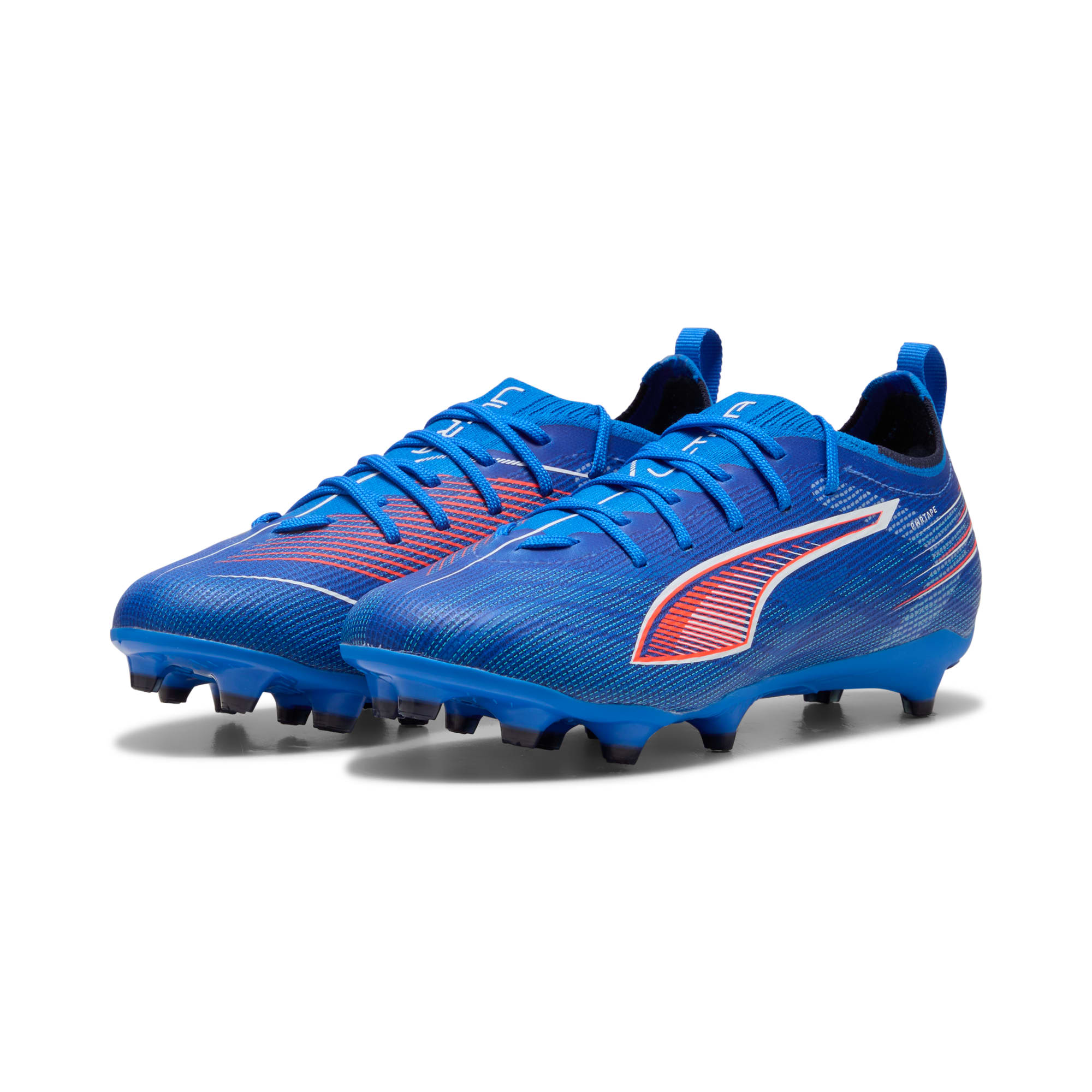 2 Colores, Tacos de futbol juveniles ULTRA 6 PRO FG/AG Jr – Ultra Blue-PUMA White-Glowing Red – vista 2
