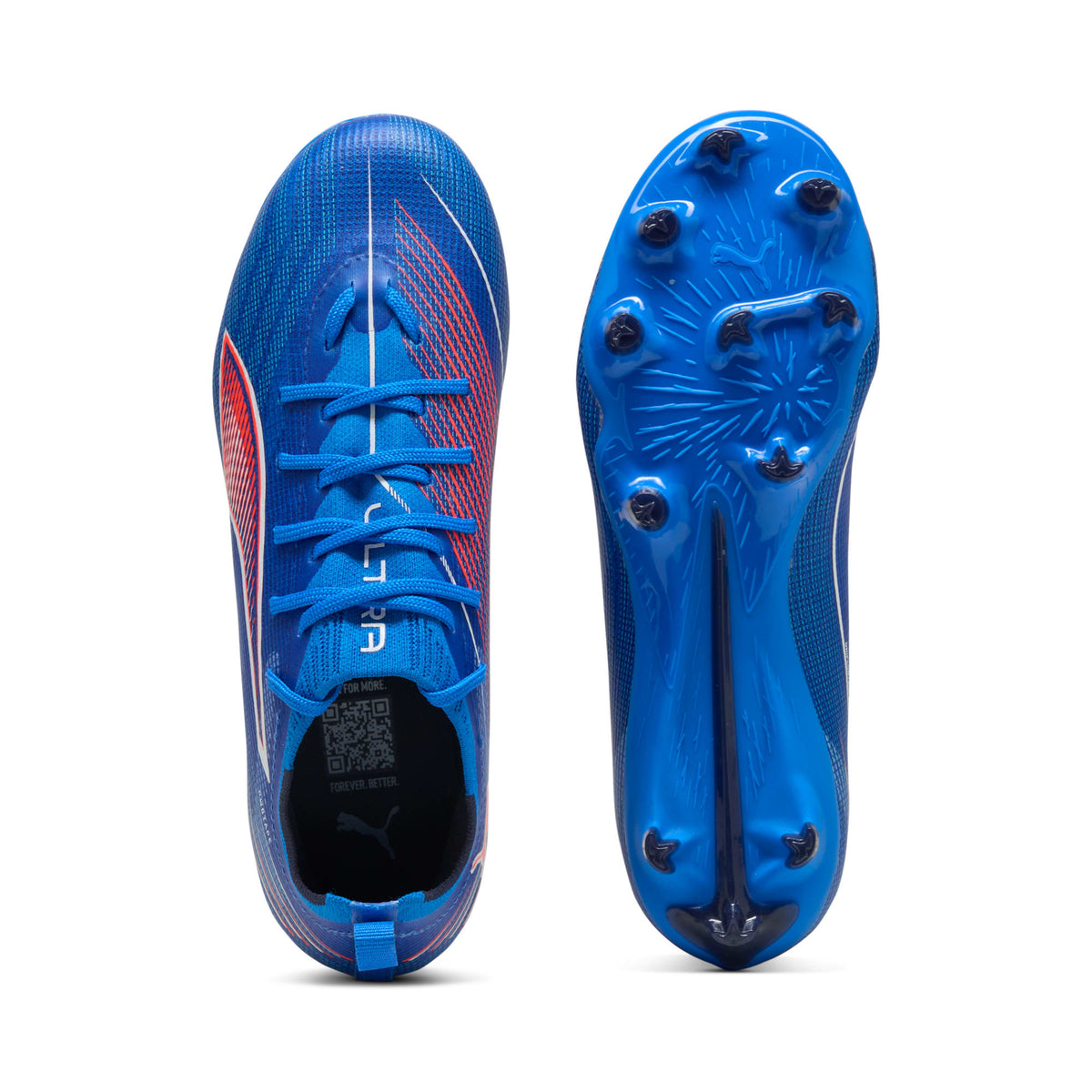 2 Colores, Tacos de futbol juveniles ULTRA 6 PRO FG/AG Jr – Ultra Blue-PUMA White-Glowing Red – vista 4