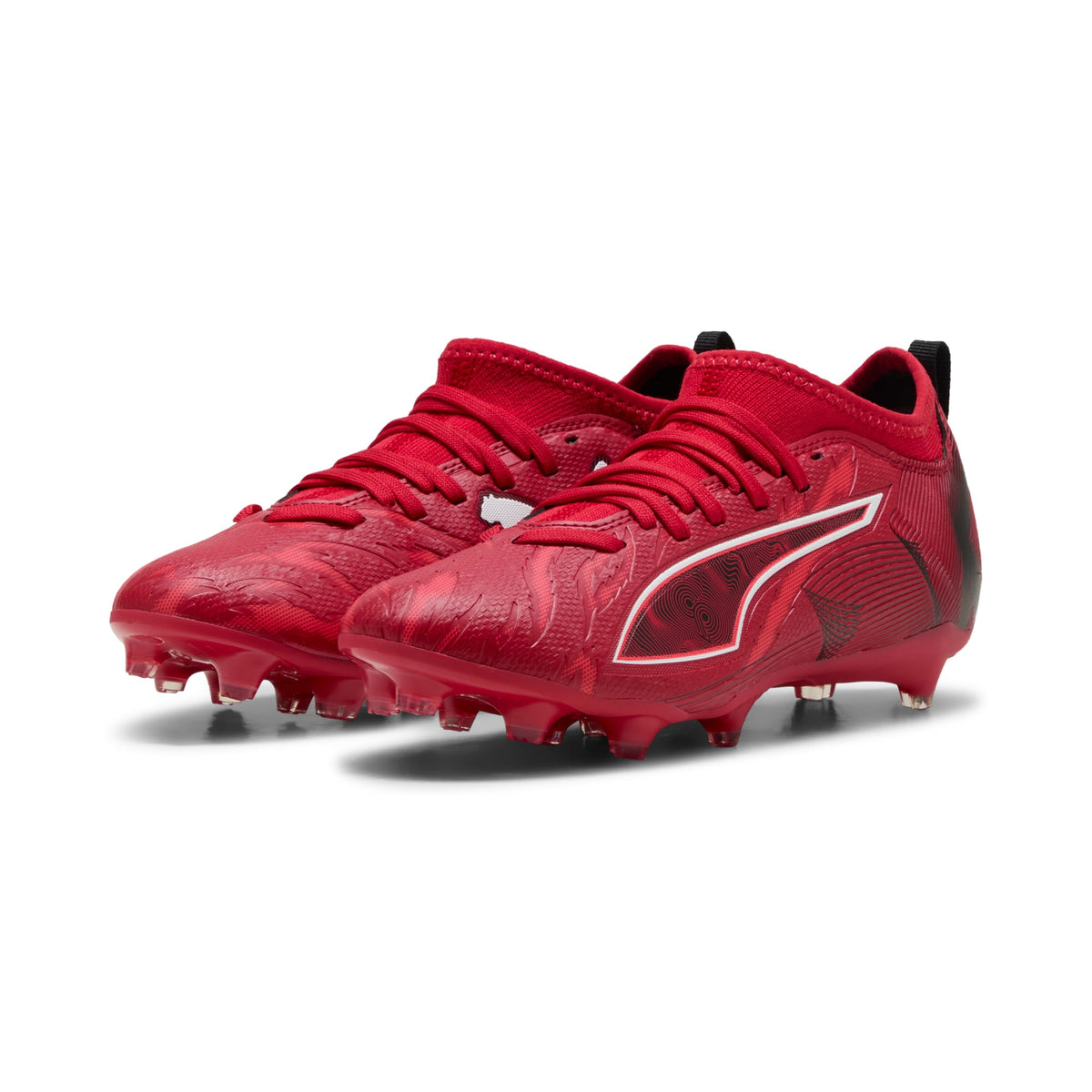 Tacos de fútbol ULTRA 6 MATCH CP FG/AG para jóvenes – PUMA Black-Fast Red-Fire Orchid – vista 2