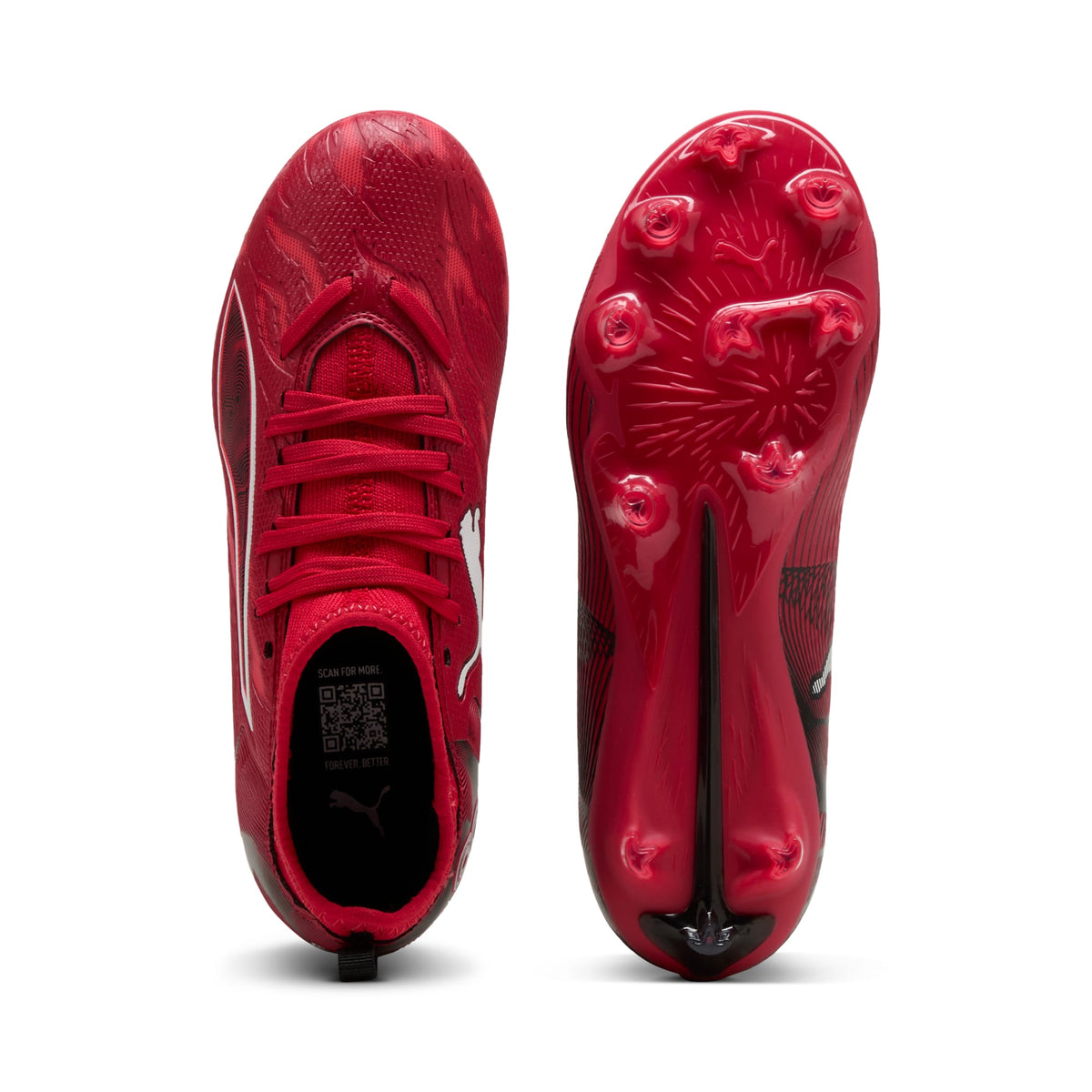 Tacos de fútbol ULTRA 6 MATCH CP FG/AG para jóvenes – PUMA Black-Fast Red-Fire Orchid – vista 4