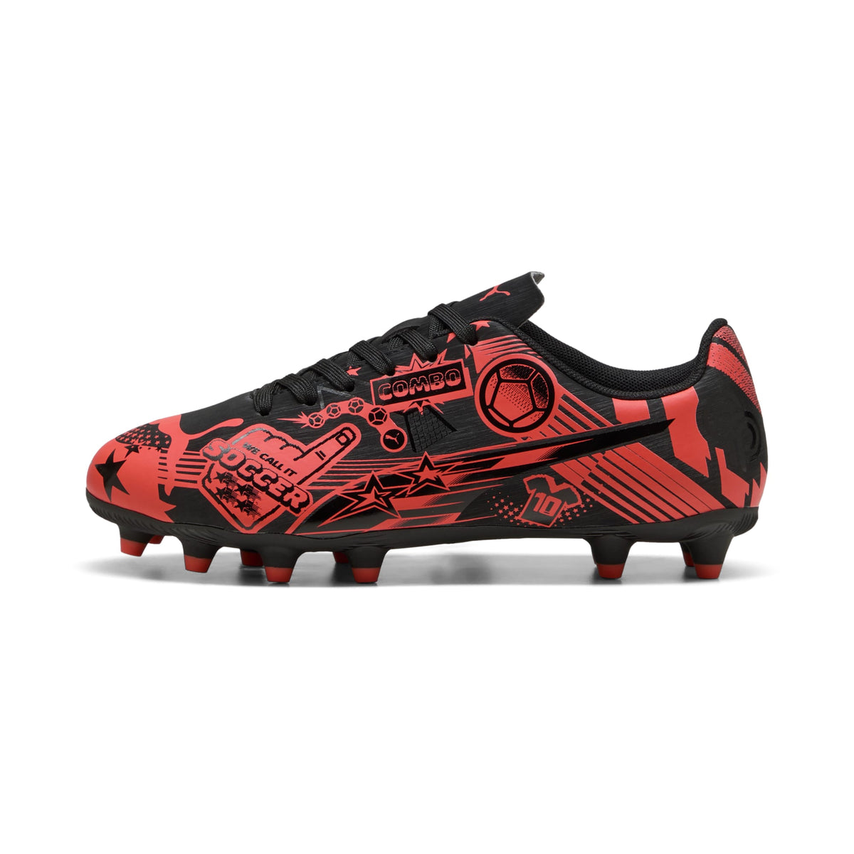 9 Colores, Tacos de futbol juveniles ULTRA CP LEGACY FG/AG – PUMA Black-PUMA Red – vista 1