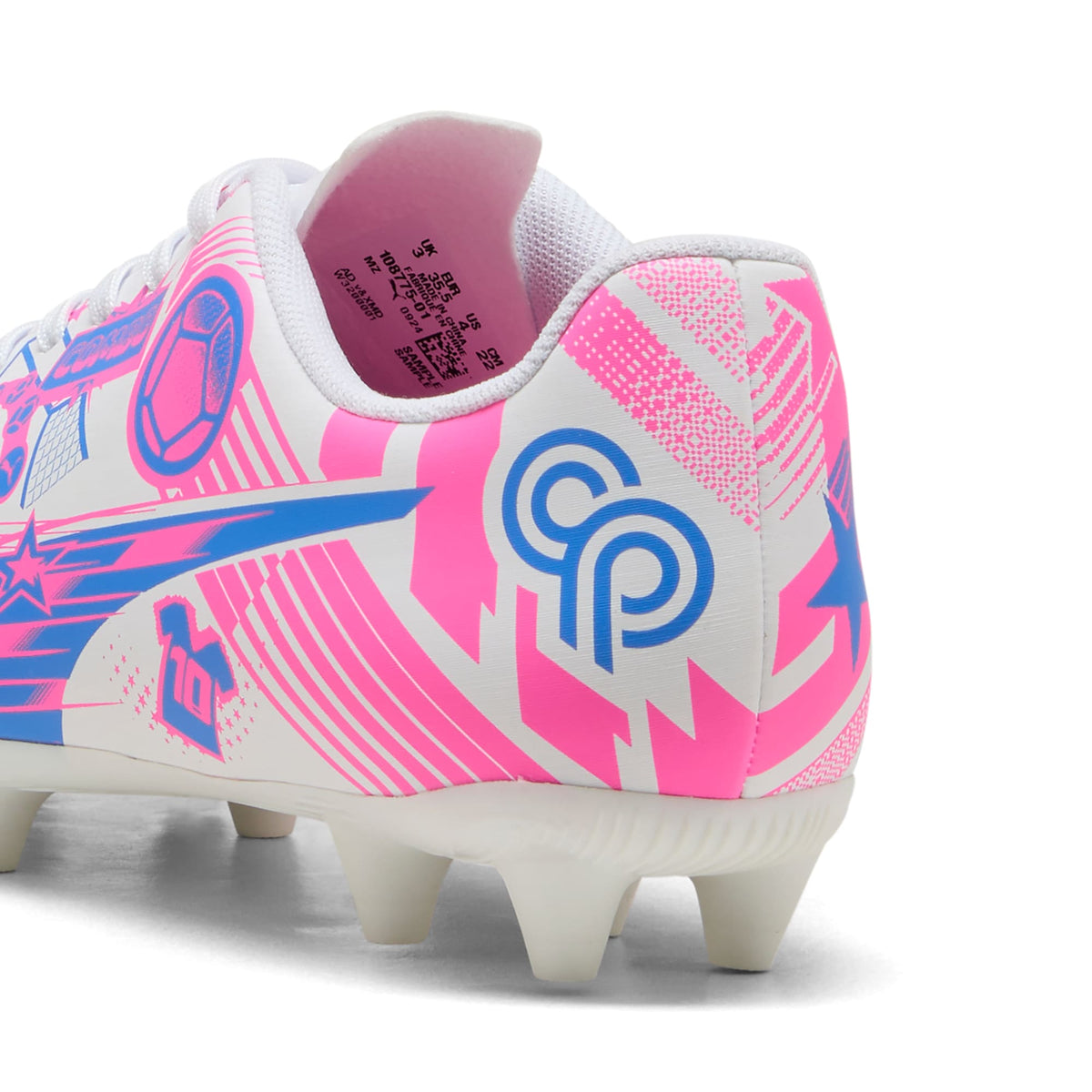 9 Colores, Tacos de futbol juveniles ULTRA CP LEGACY FG/AG – PUMA White-Poison Pink-Ultra Blue – vista 3