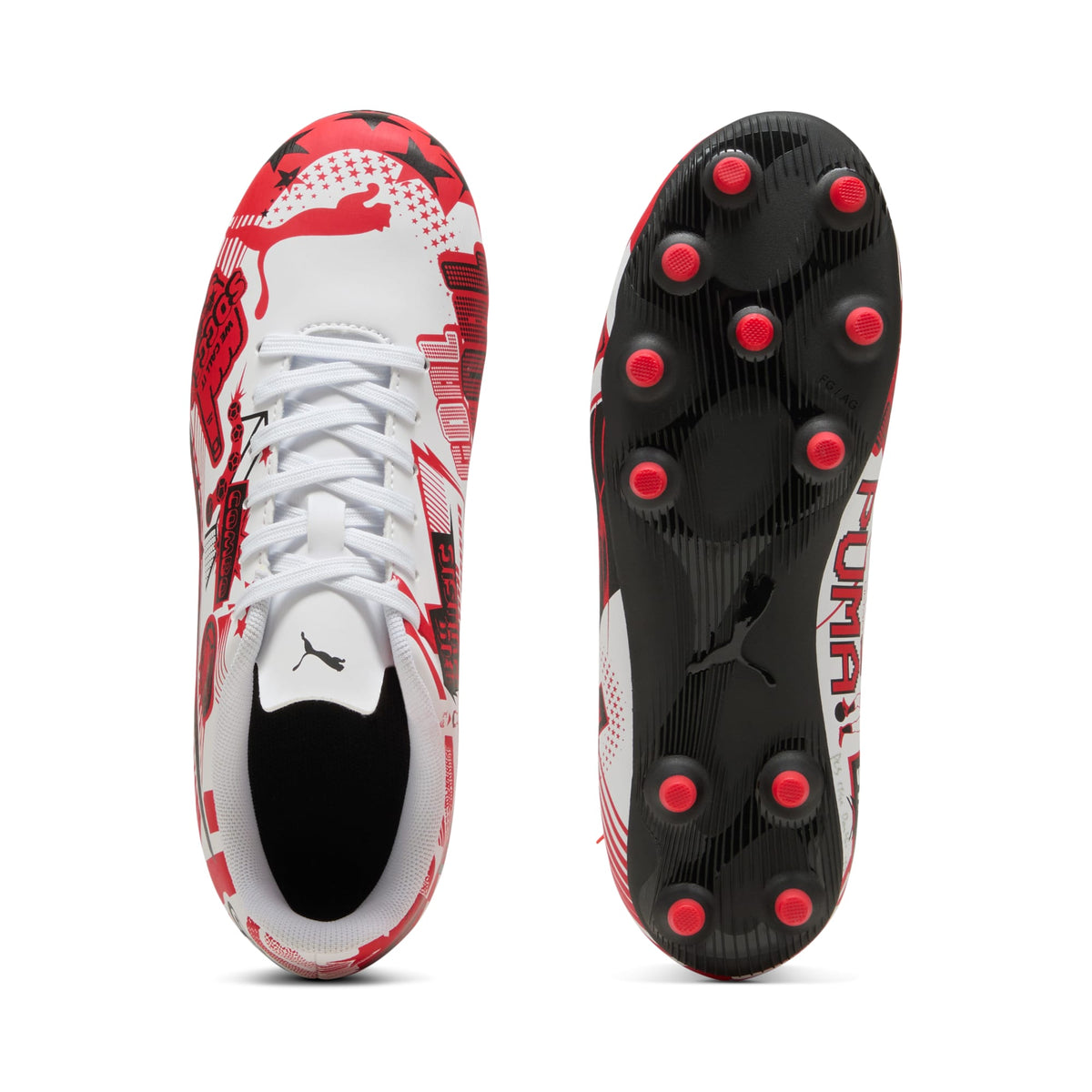 9 Colores, Tacos de futbol juveniles ULTRA CP LEGACY FG/AG – PUMA White-PUMA Red-PUMA Black – vista 4