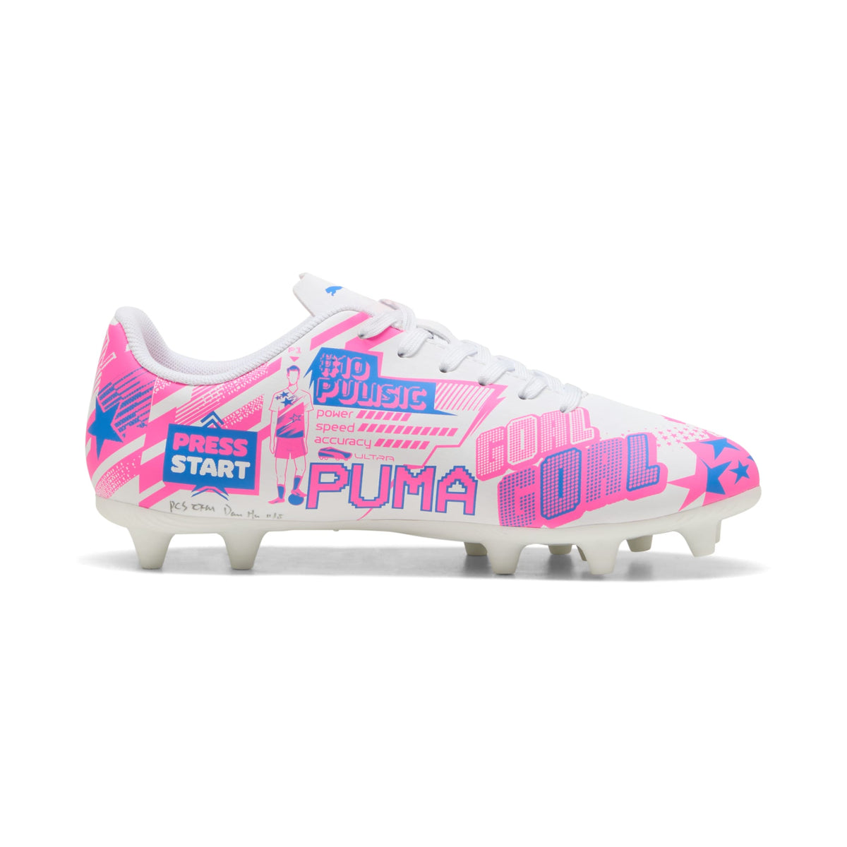 9 Colores, Tacos de futbol juveniles ULTRA CP LEGACY FG/AG – PUMA White-Poison Pink-Ultra Blue – vista 5