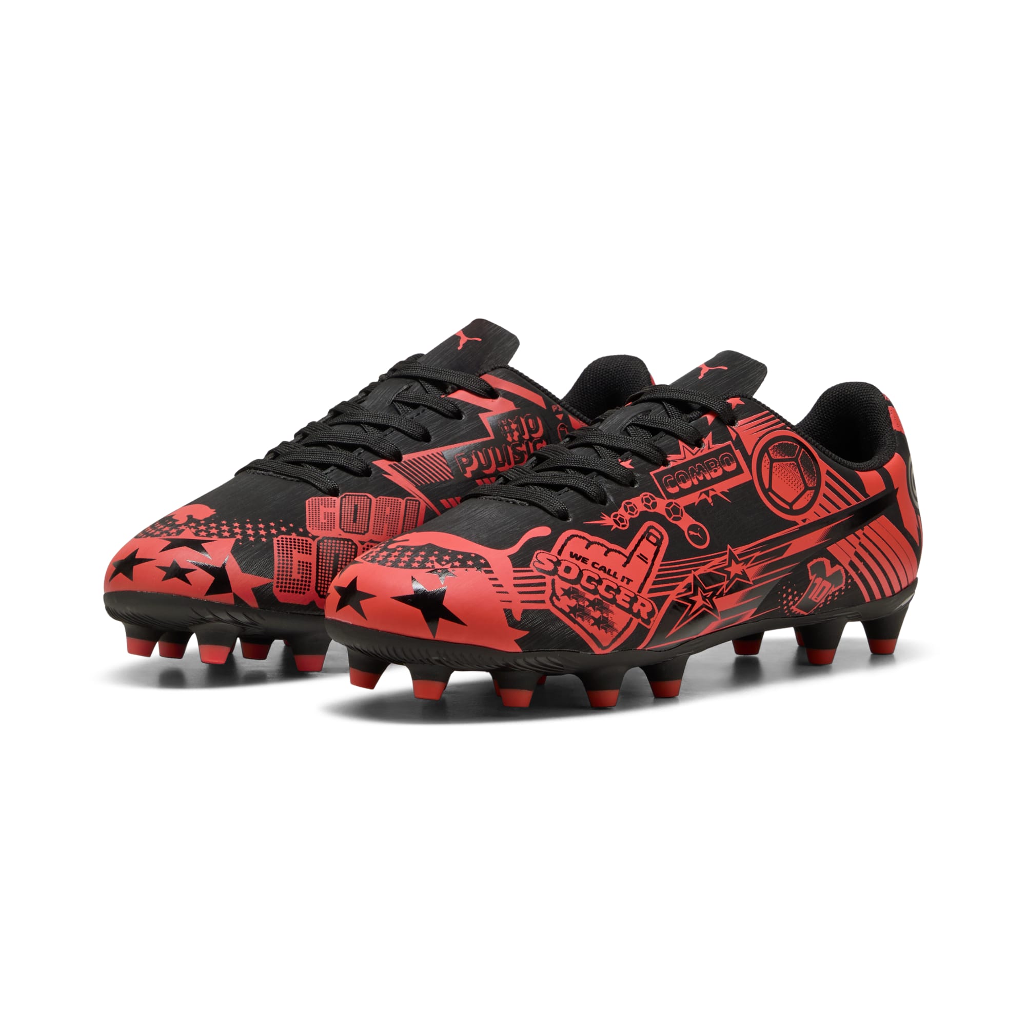 9 Colores, Tacos de futbol juveniles ULTRA CP LEGACY FG/AG – PUMA Black-PUMA Red – vista 2