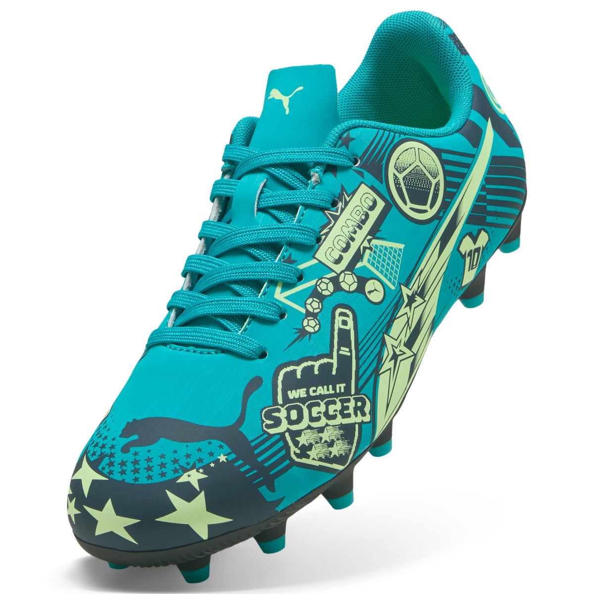 9 Colores, Tacos de futbol juveniles ULTRA CP LEGACY FG/AG – Deep Aqua-Marine Blue-Speed Green – vista 6