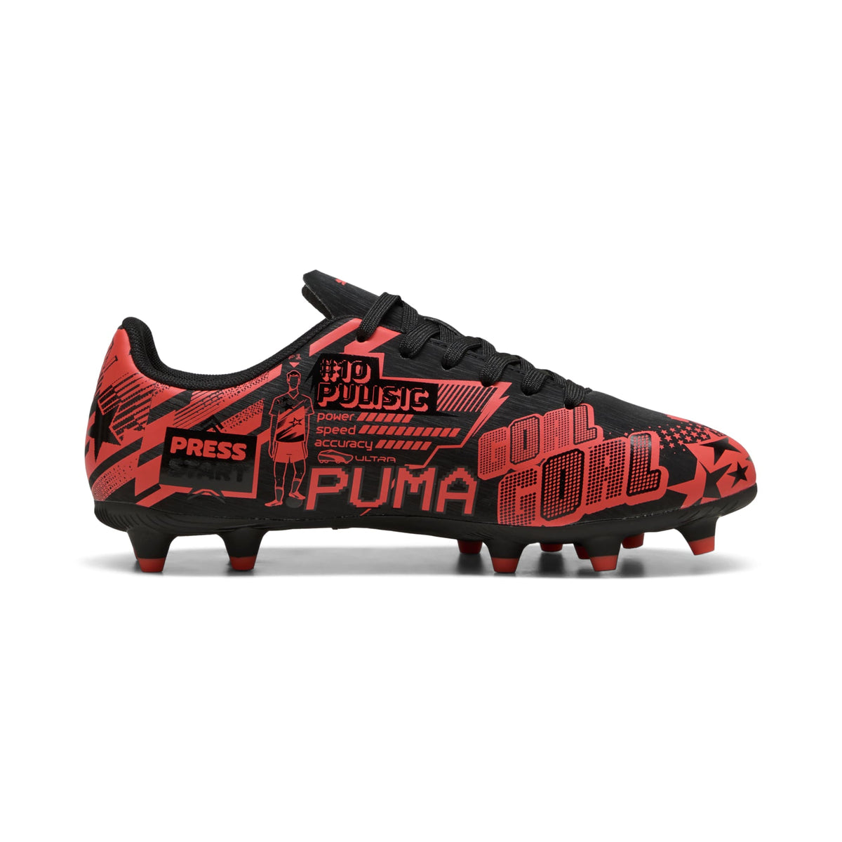 9 Colores, Tacos de futbol juveniles ULTRA CP LEGACY FG/AG – PUMA Black-PUMA Red – vista 5