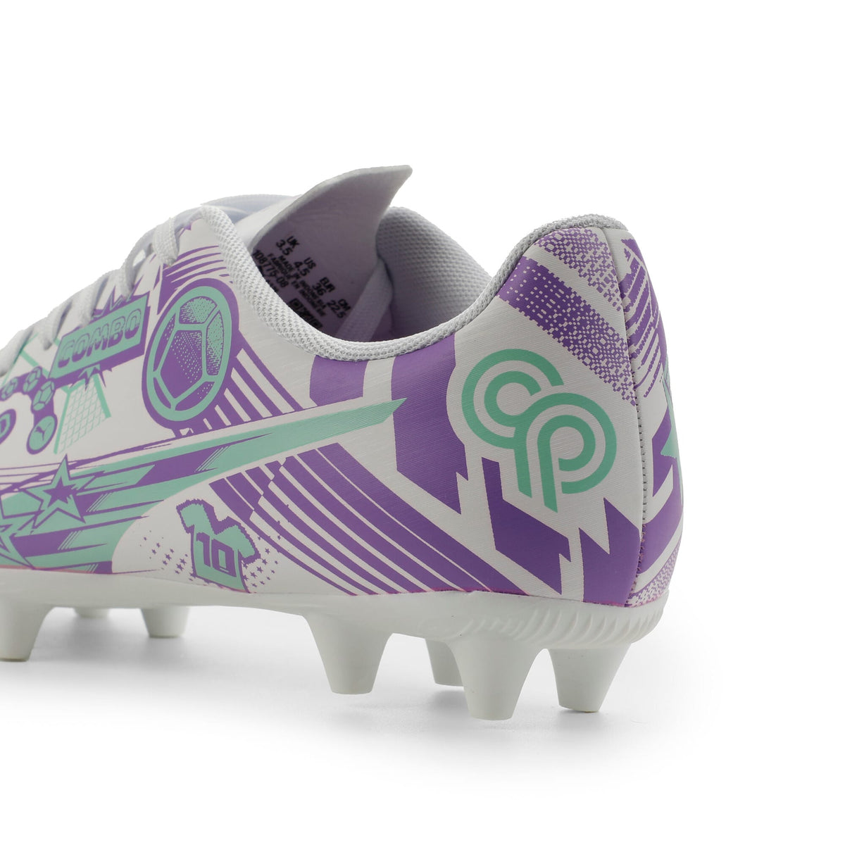 9 Colores, Tacos de futbol juveniles ULTRA CP LEGACY FG/AG – PUMA White-Purple Glimmer-Mint Jelly – vista 5