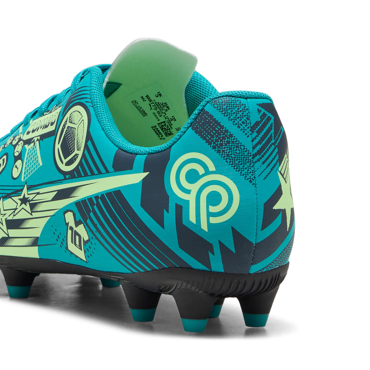 9 Colores, Tacos de futbol juveniles ULTRA CP LEGACY FG/AG – Deep Aqua-Marine Blue-Speed Green – vista 3