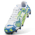9 Colores, Tacos de futbol juveniles ULTRA CP LEGACY FG/AG – PUMA White-Lake Blue-Yellow Alert – vista 6