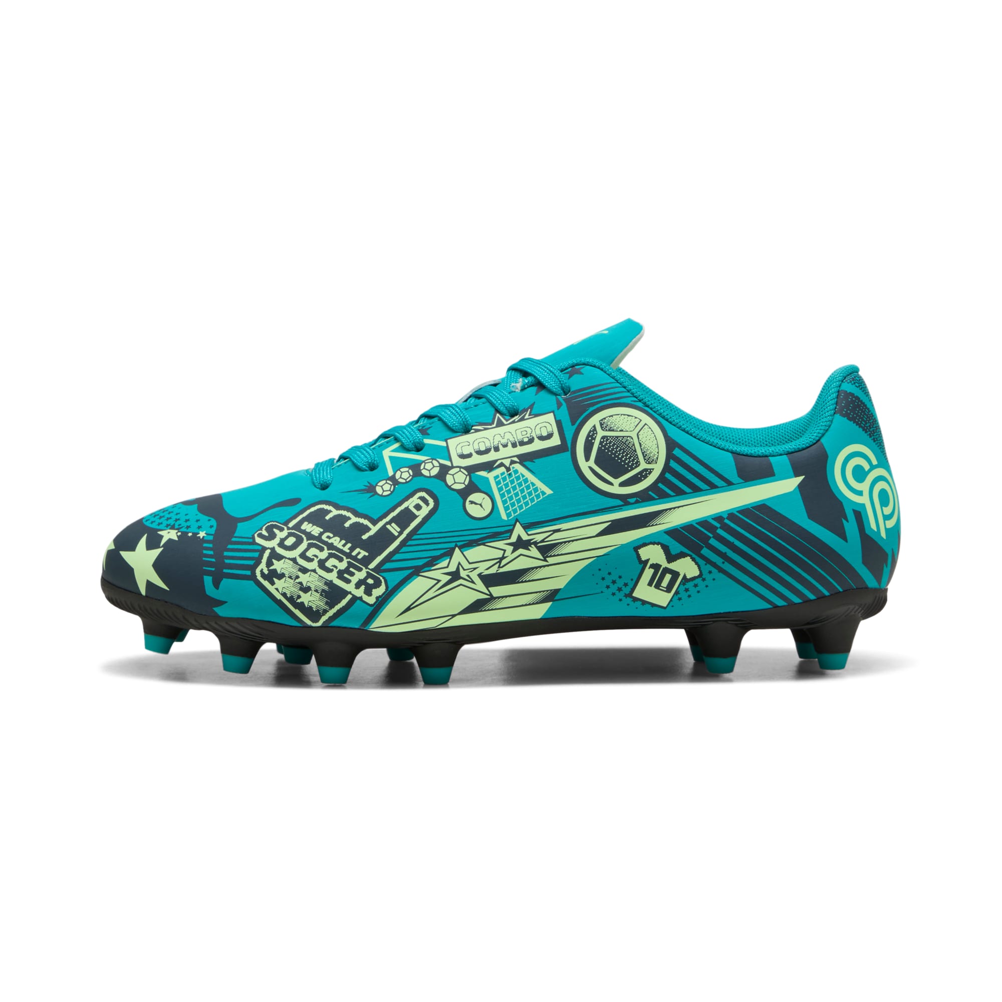 9 Colores, Tacos de futbol juveniles ULTRA CP LEGACY FG/AG – Deep Aqua-Marine Blue-Speed Green – vista 1