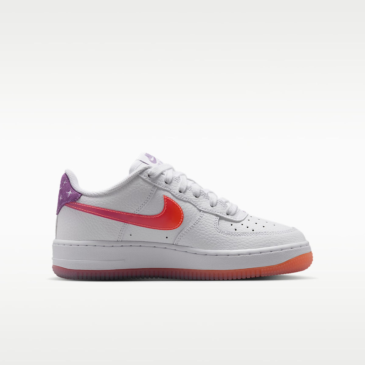 Nike Air Force 1 – Blanco/Naranja césped/Violeta brillante – vista 3