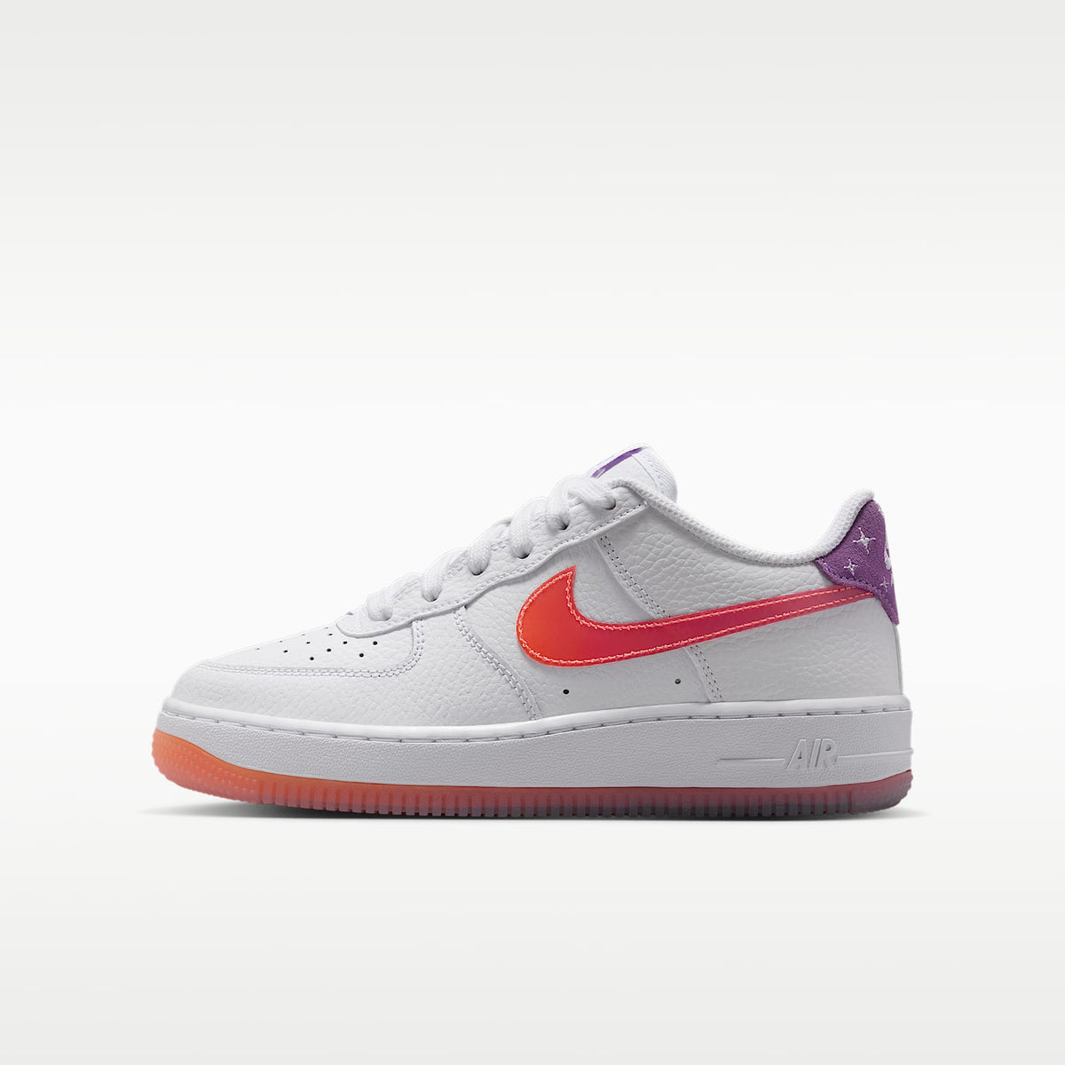 Nike Air Force 1 – Blanco/Naranja césped/Violeta brillante – vista 1