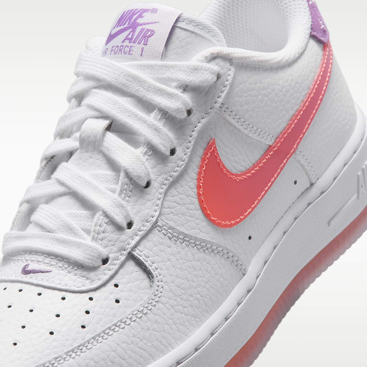 Nike Air Force 1 – Blanco/Naranja césped/Violeta brillante – vista 7
