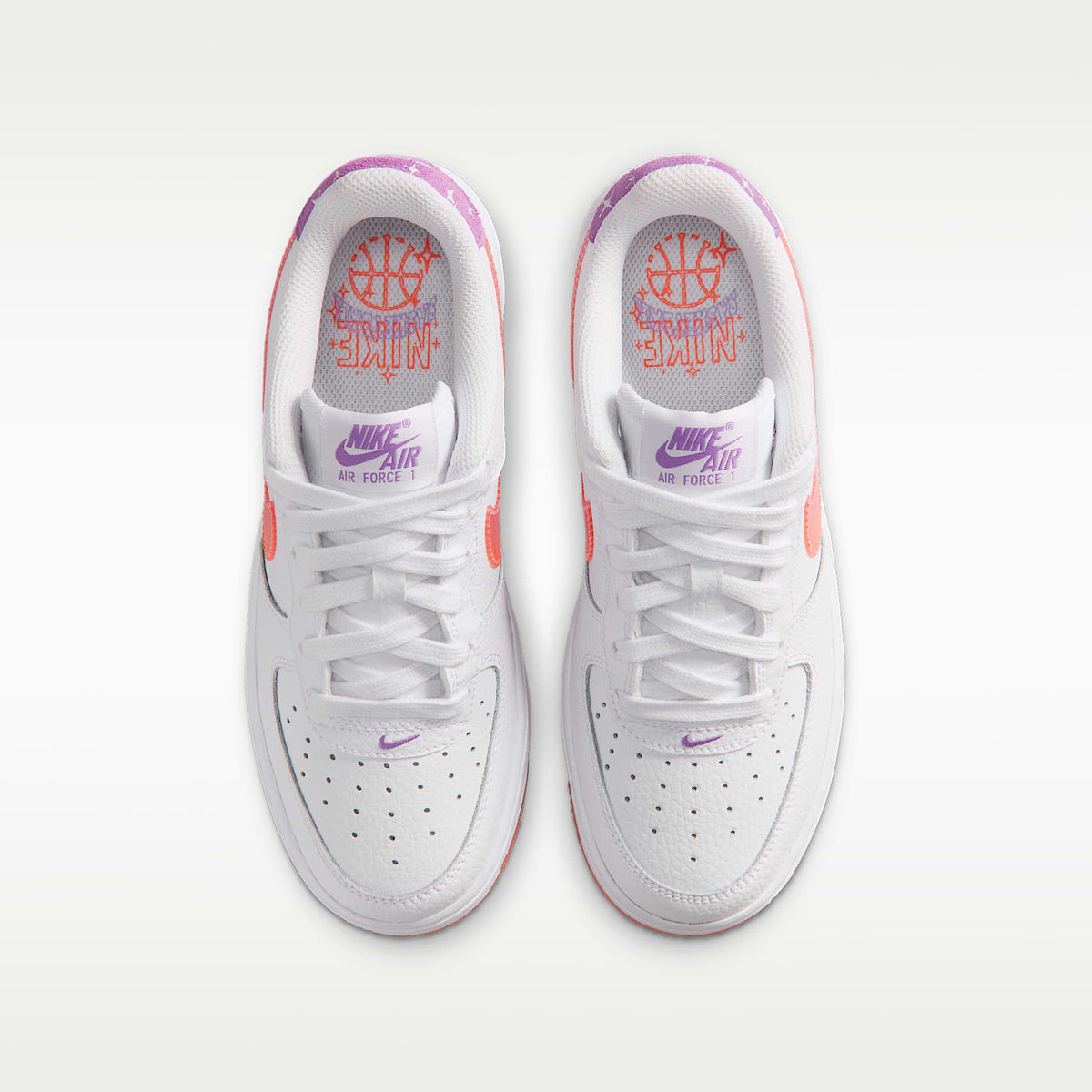 Nike Air Force 1 – Blanco/Naranja césped/Violeta brillante – vista 4