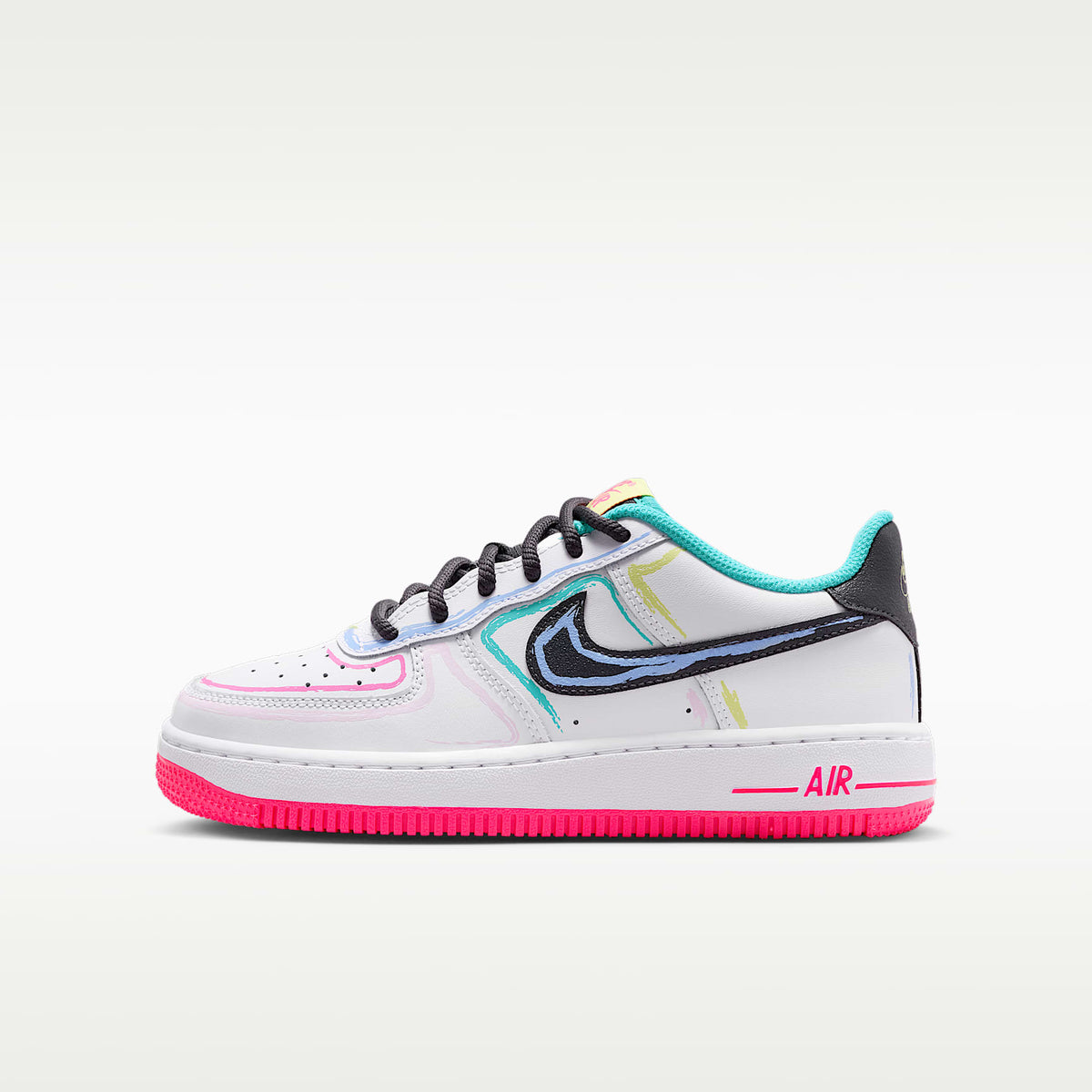 Nike Air Force 1 – Blanco/Hiperrosa/Cactus empolvado/Antracita – vista 1