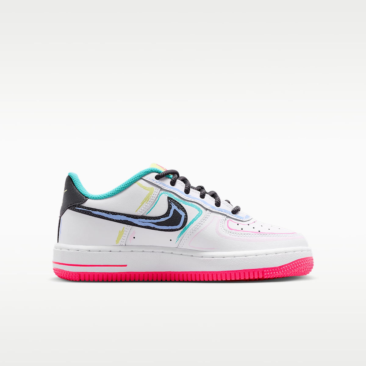 Nike Air Force 1 – Blanco/Hiperrosa/Cactus empolvado/Antracita – vista 3