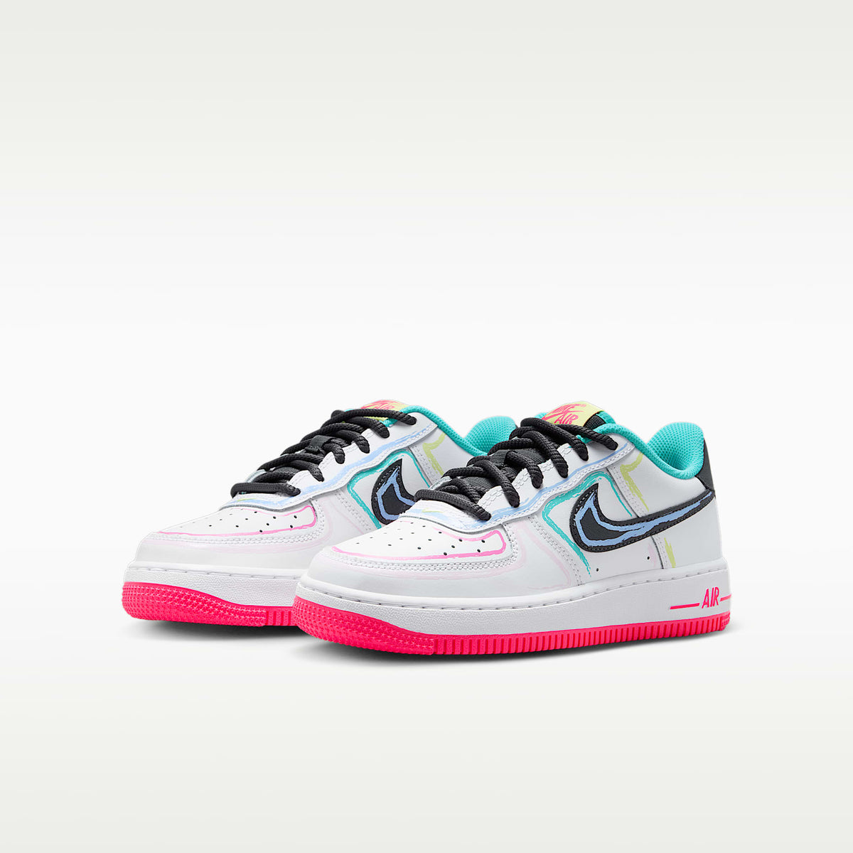 Nike Air Force 1 – Blanco/Hiperrosa/Cactus empolvado/Antracita – vista 5